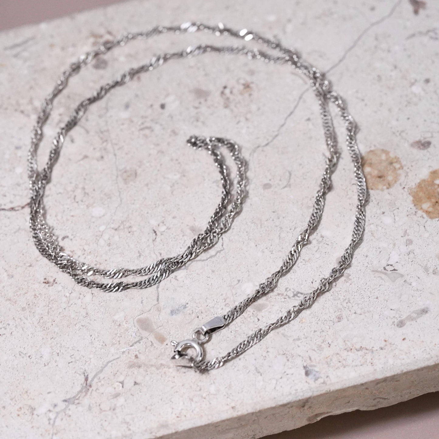 20", 2mm, Sterling 925 silver handmade necklace, 925 twisted curb link chain