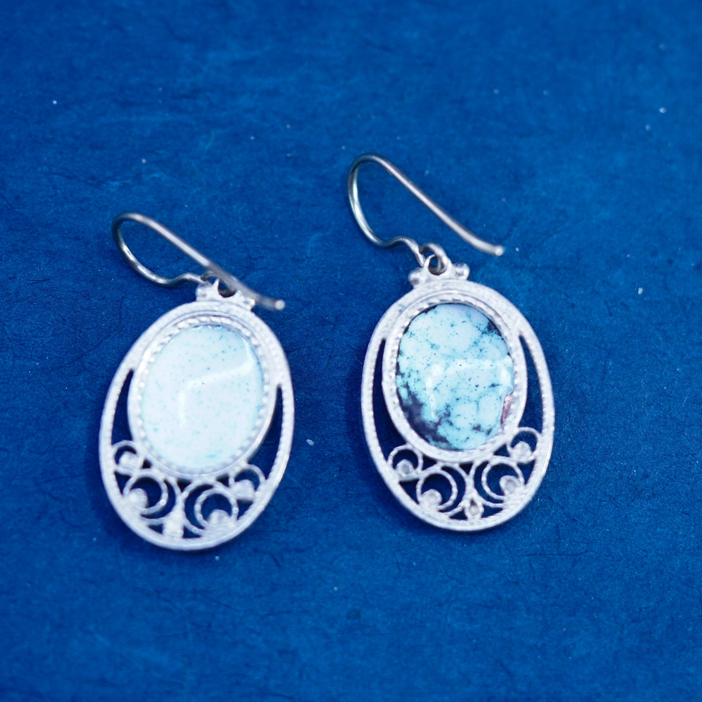 Vintage Sterling 925 silver handmade earrings with flower