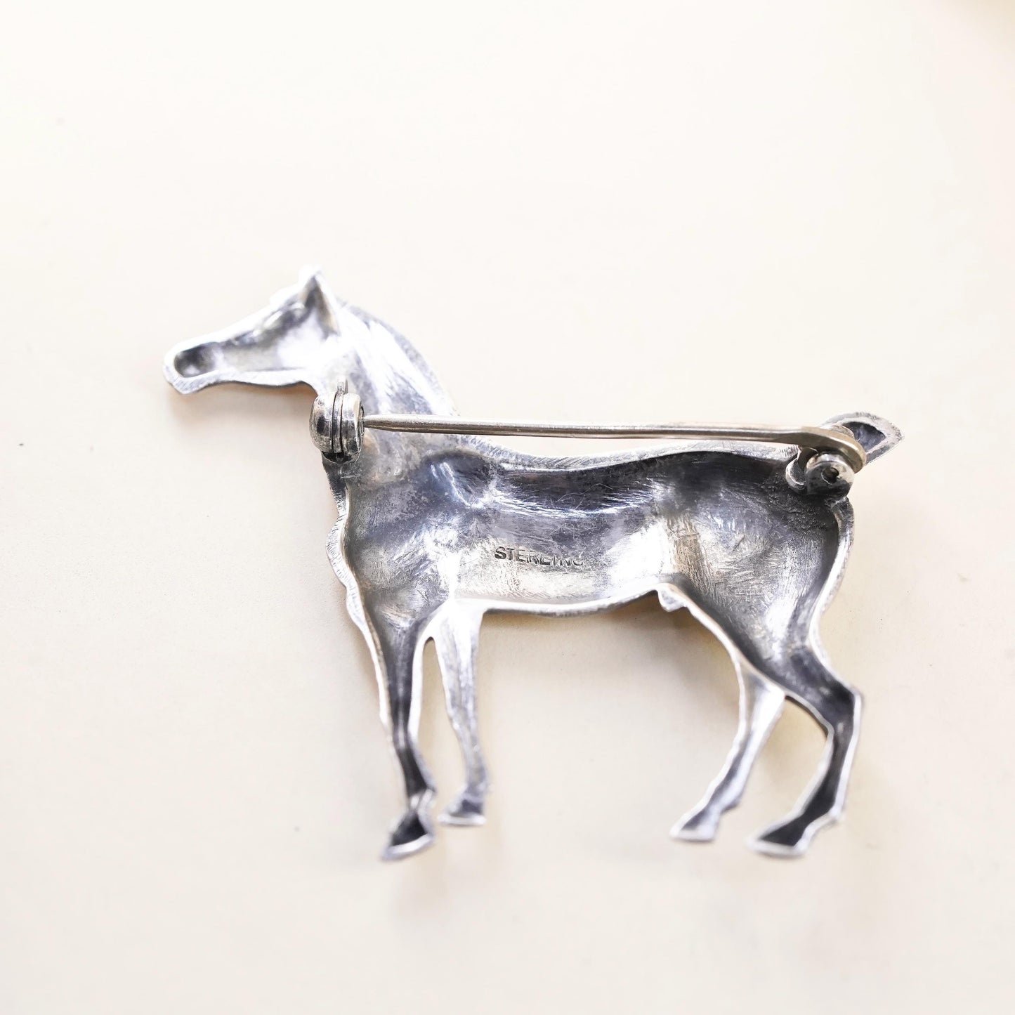 Vintage southwestern Sterling Silver Brooch 925 horse Pin, Statement Jewelry
