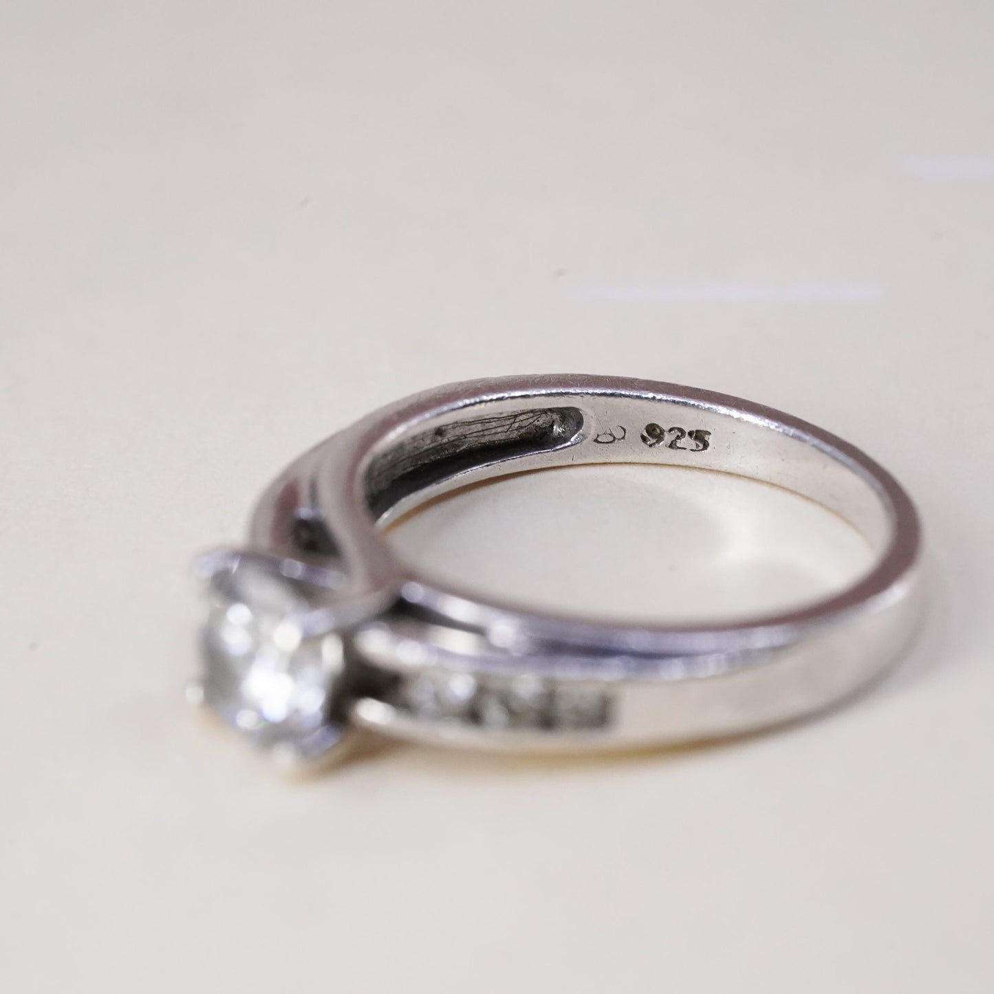 Size 6.5, 925 Sterling silver ring with Marquise cut crystal CZ cluster ring