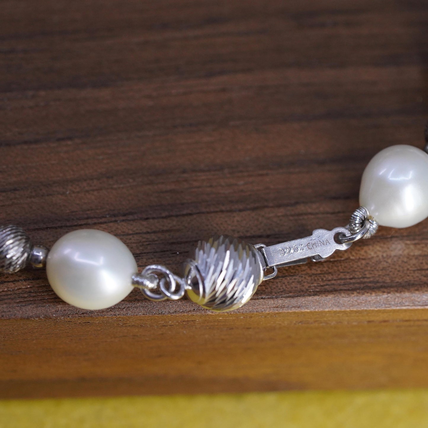 7.5” Sterling silver bracelet, freshwater pearl beads chain 925 silver clasp