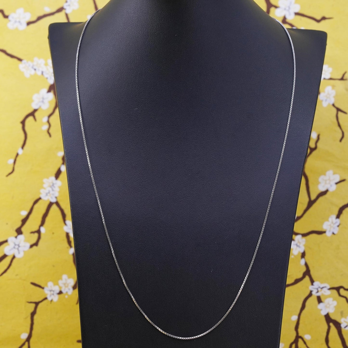 24”, 1mm, vintage Sterling silver box chain, Italy 925 necklace