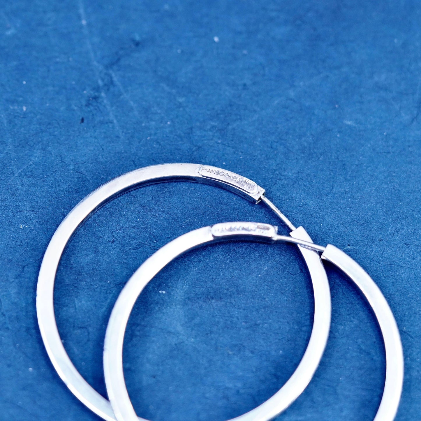 1.75”, vintage Sterling silver handmade hoop earrings, 925 huggie