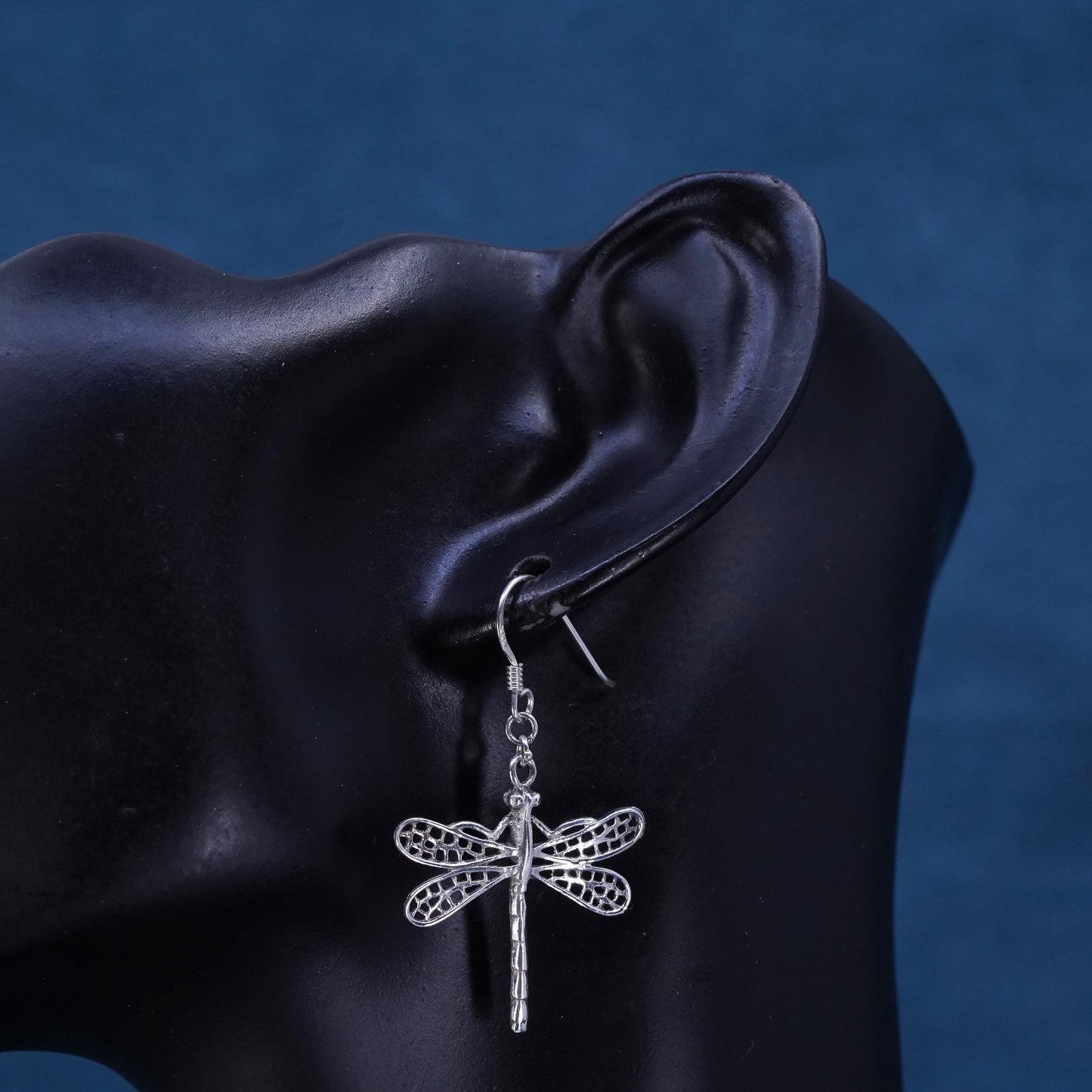 Vintage Mexican sterling silver handmade earrings, southwestern 925 dragonfly