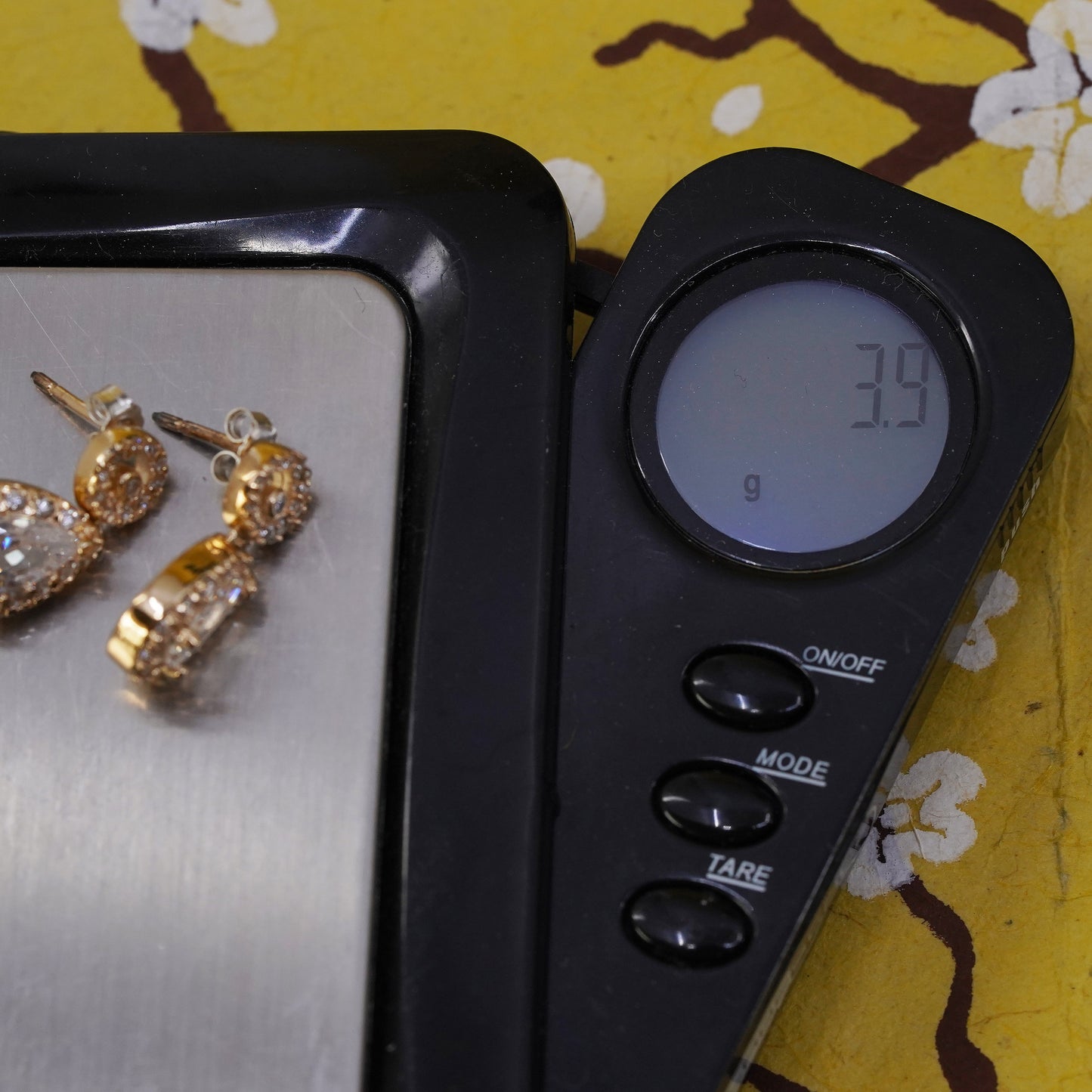 Vintage vermeil gold filled Sterling 925 silver teardrop earrings with cz