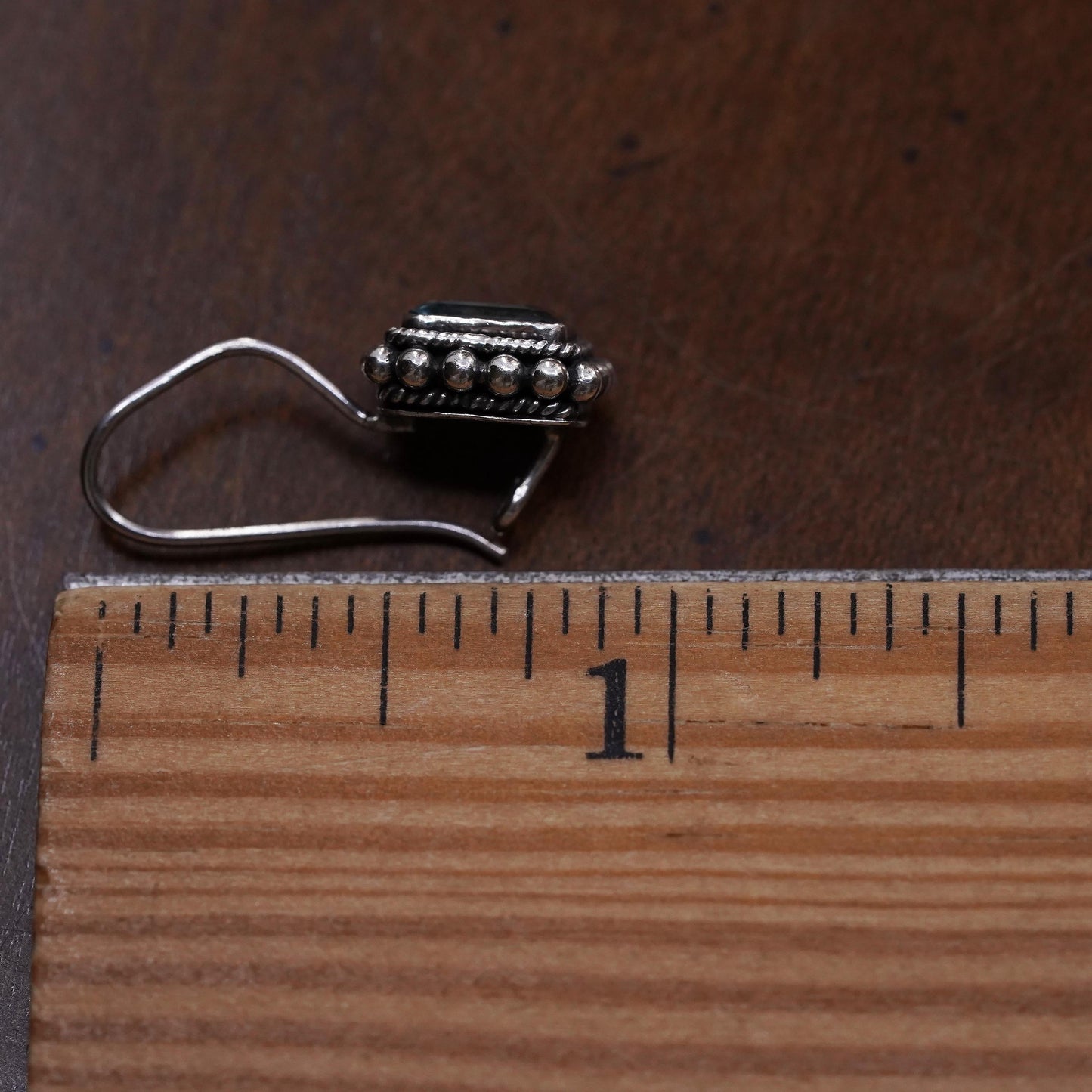 Southwestern sterling silver 925 handmade single earring with topaz and beads