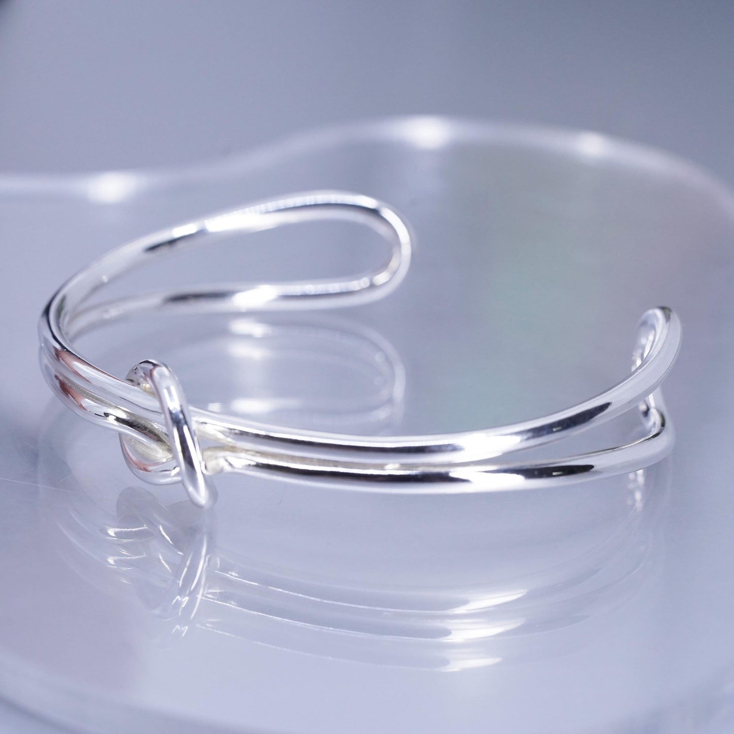 7.75”, Vintage Sterling 925 silver handmade bracelet, twisted knotted cuff