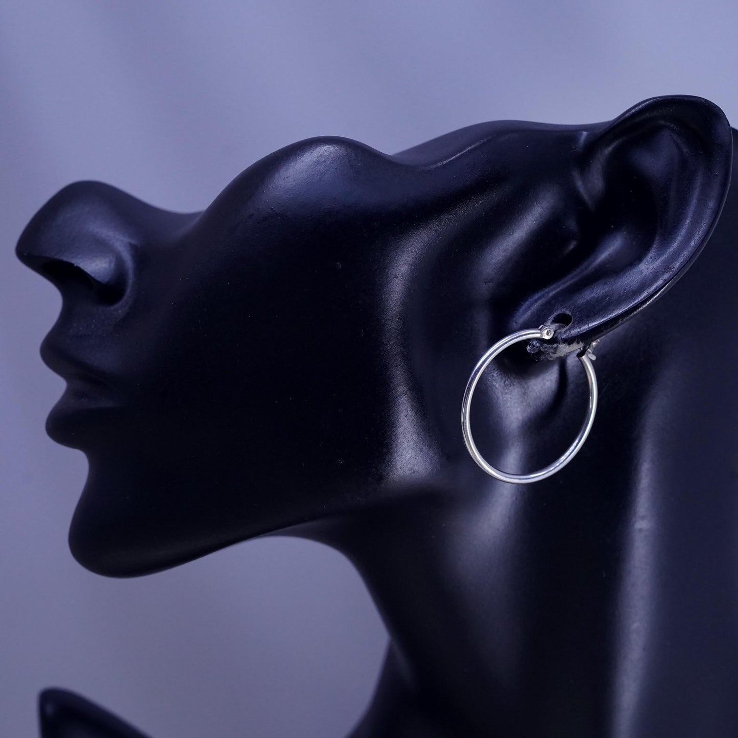 1.25”, vintage Sterling silver handmade hoop earrings, 925 huggie