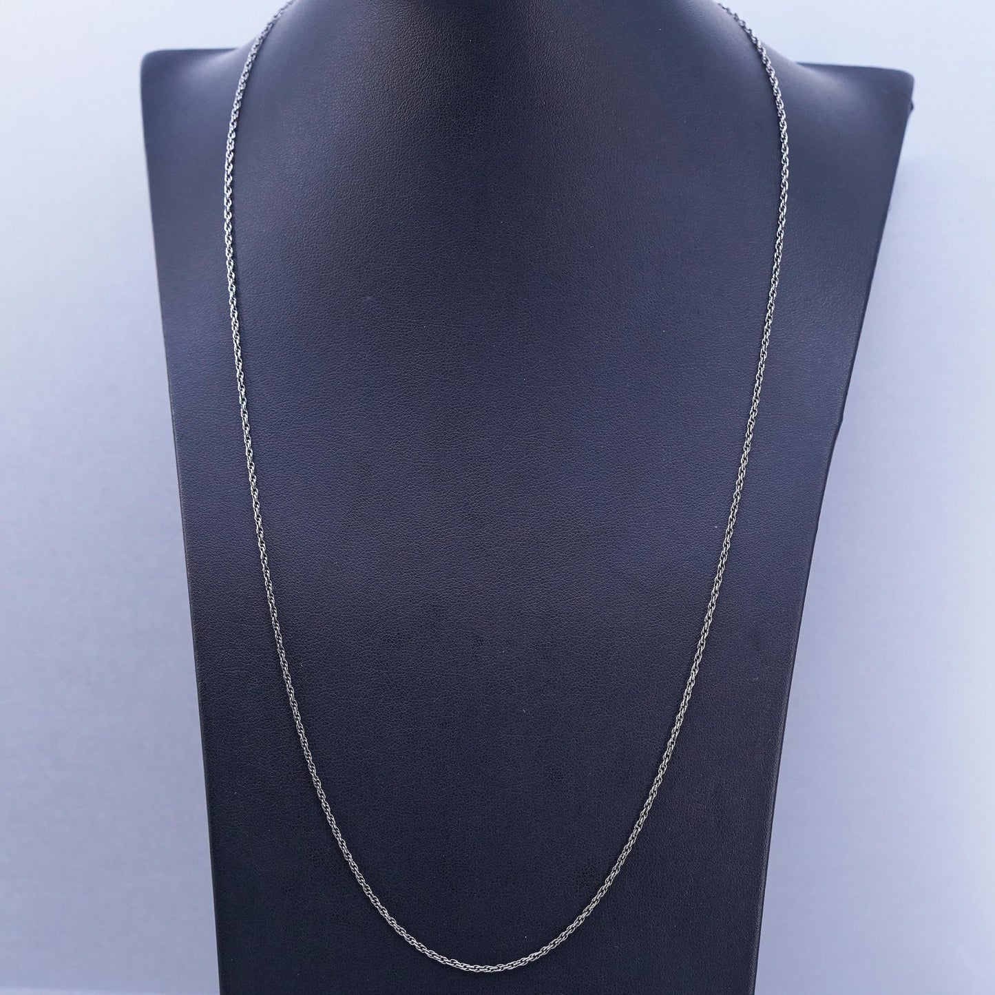 24” 2mm, vintage Italian Sterling 925 silver Singapore rope chain necklace