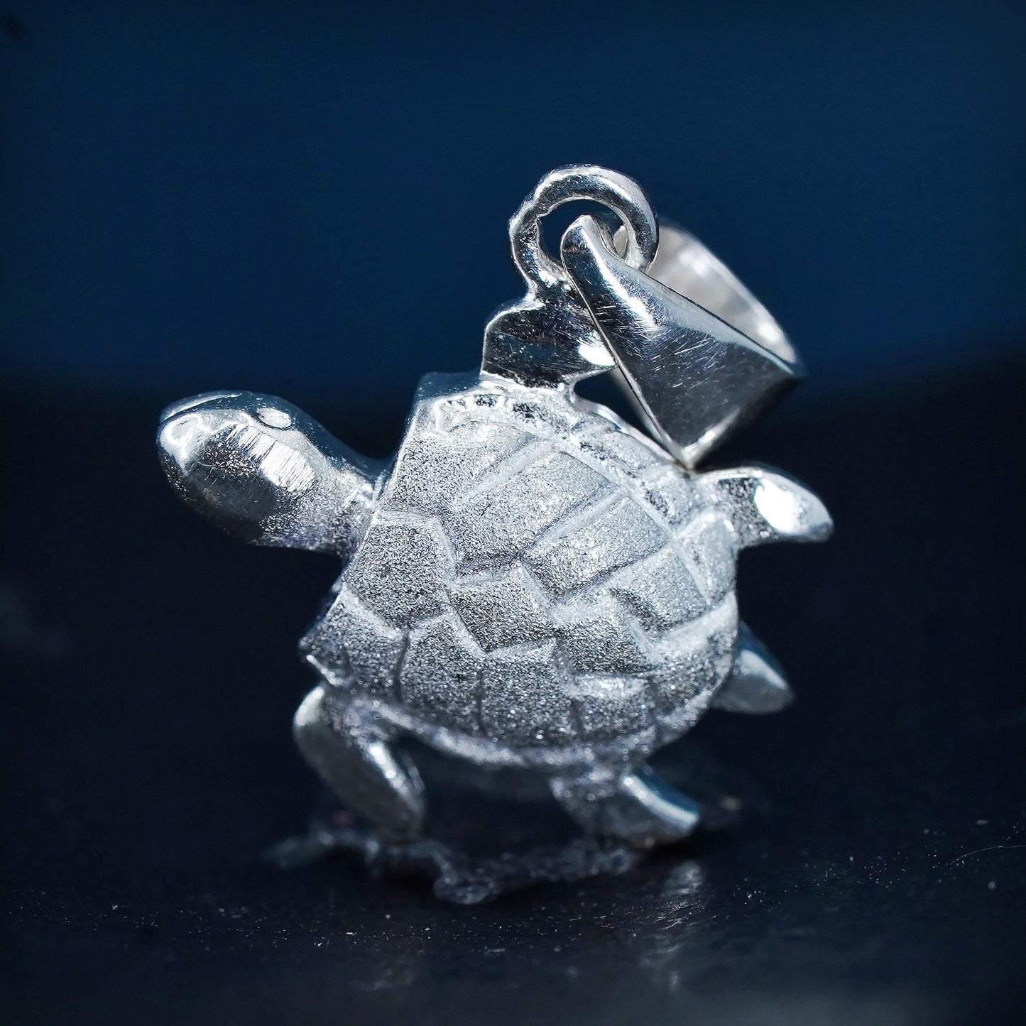 Vintage Sterling silver handmade pendant, 925 turtle charm