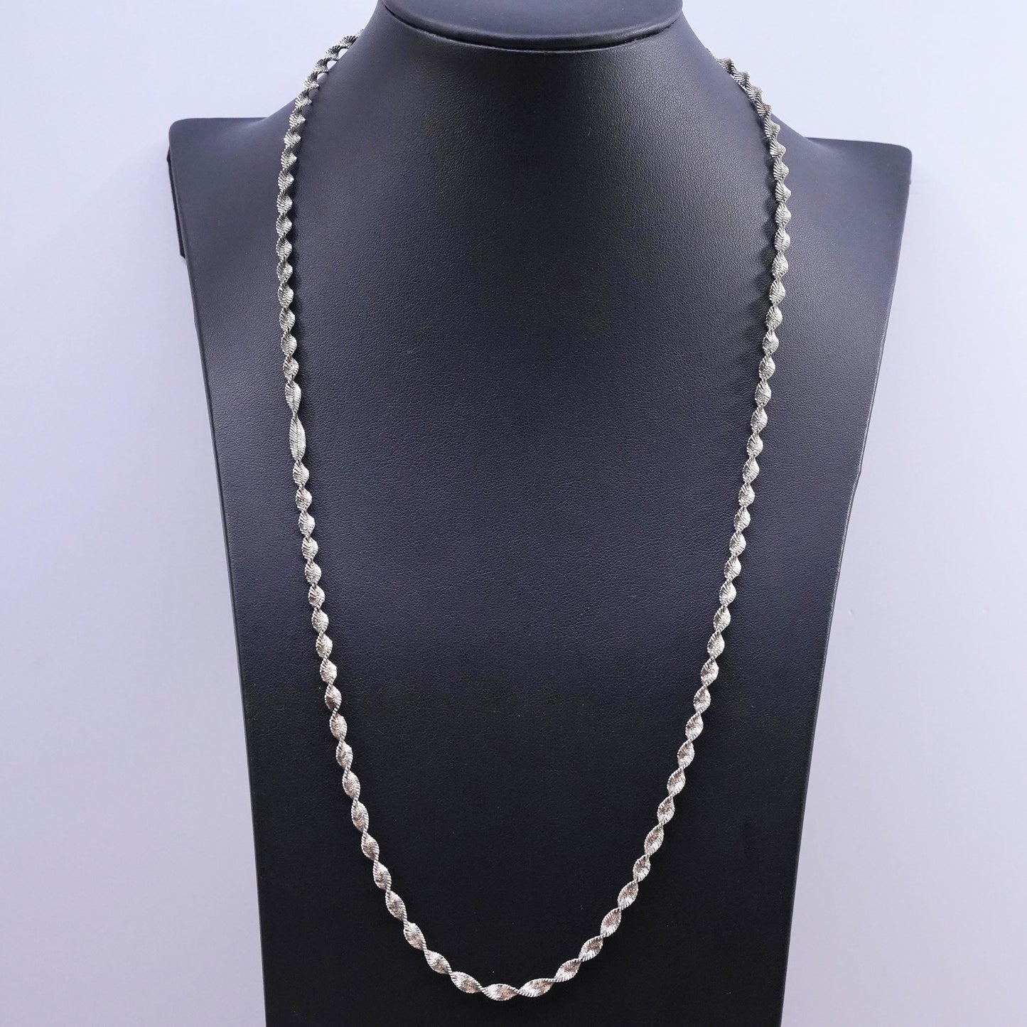 24", vintage Sterling silver handmade chain, 925 twisted herringbone necklace