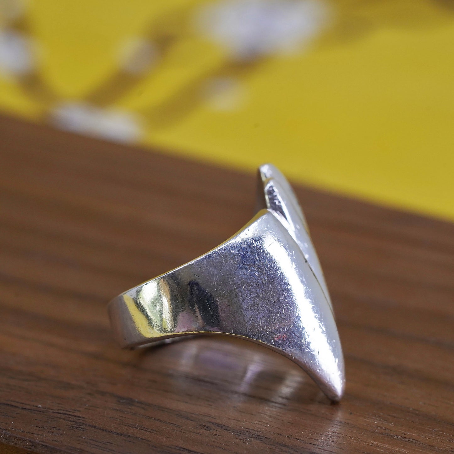Size 7.5, vintage Mexican sterling silver handmade ring, 925 ribbed band