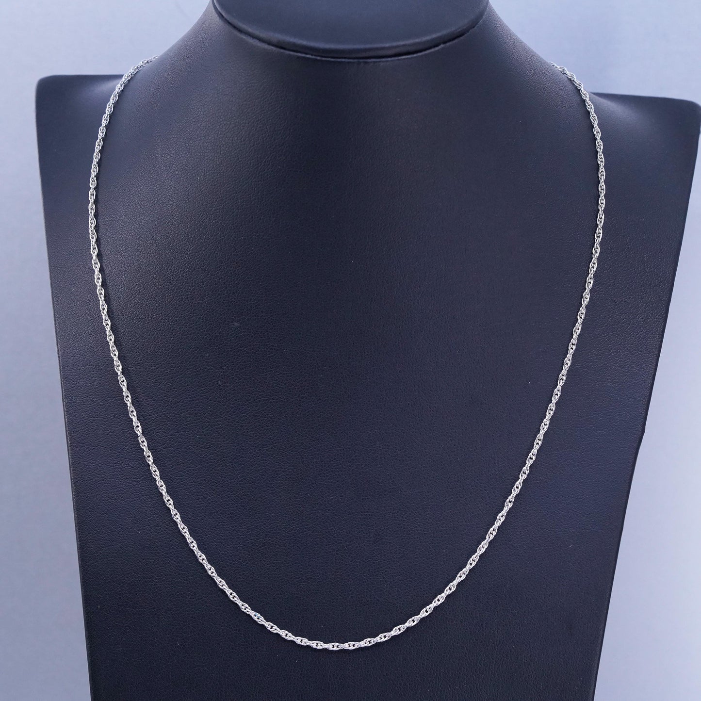 20” 2mm, vintage Italy Sterling 925 silver Singapore rope chain necklace