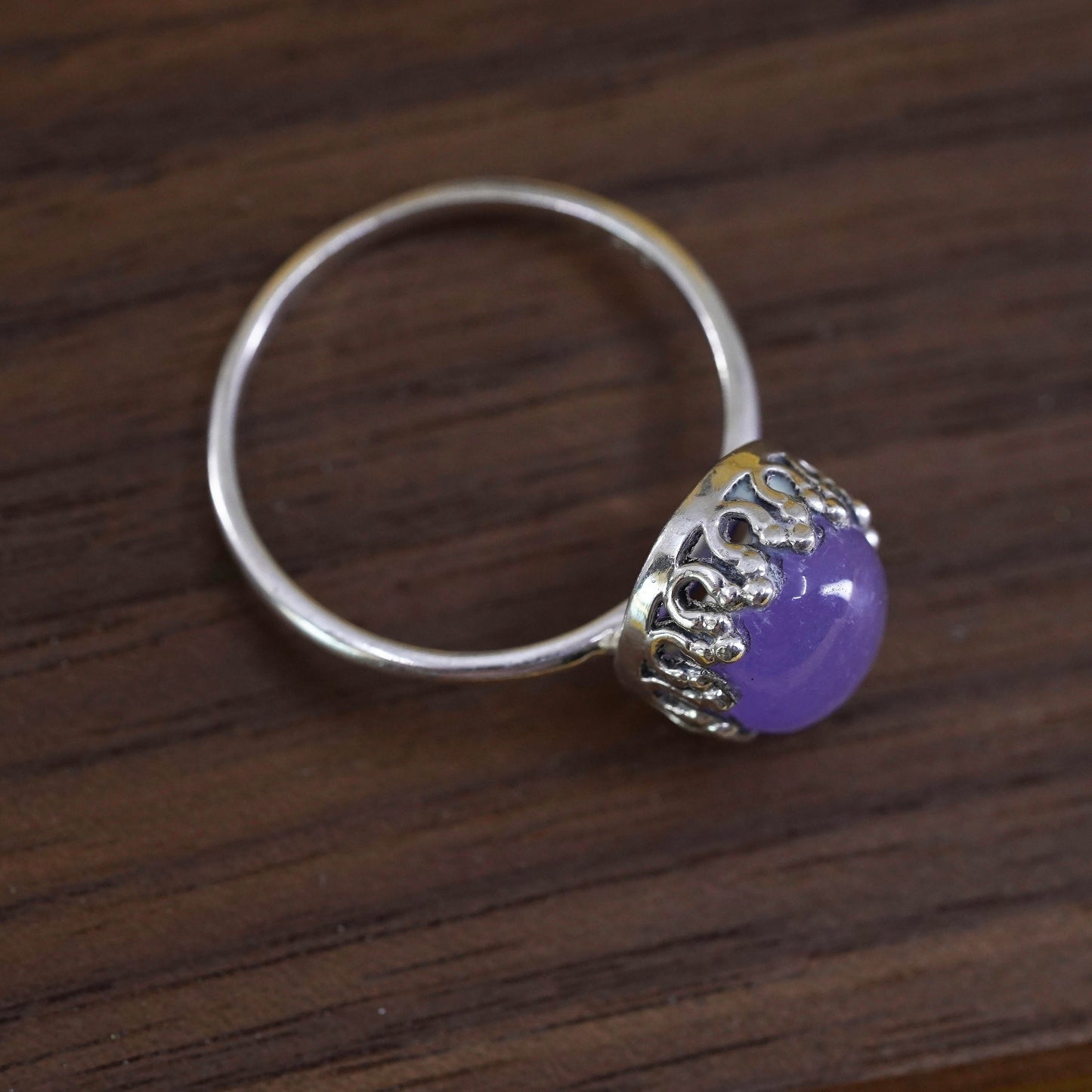 Size 11.5, Sterling silver ring, 925 silver statement ring with purple jade