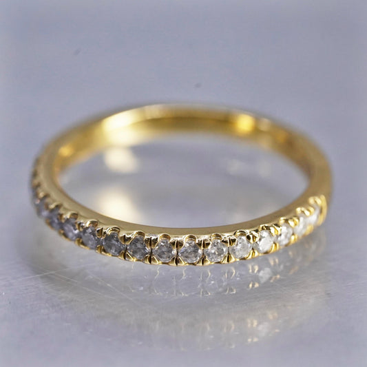 Size 5, vintage gold plated Sterling 925 silver hammered ring, cluster Cz band