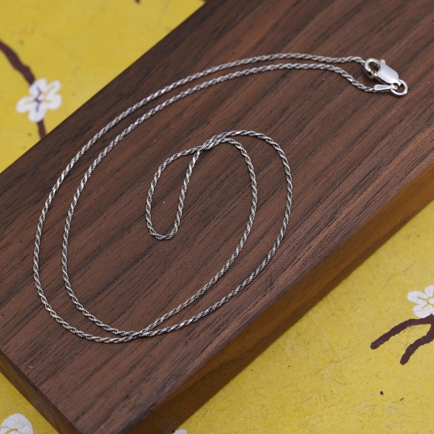 20" 1.6mm, vintage Sterling silver necklace, 925 Singapore rope chain