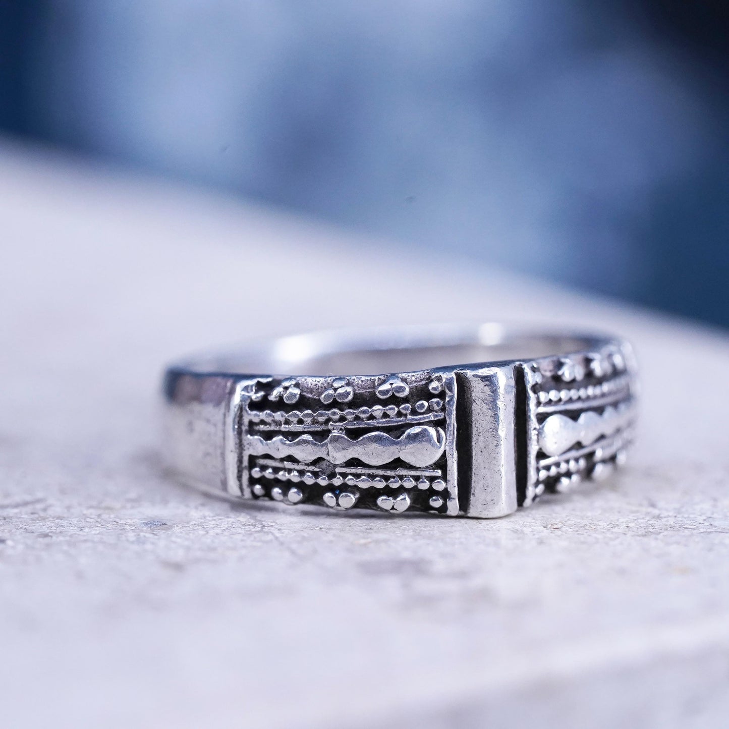Size 6.5, vintage Sterling silver handmade ring, 925 textured band