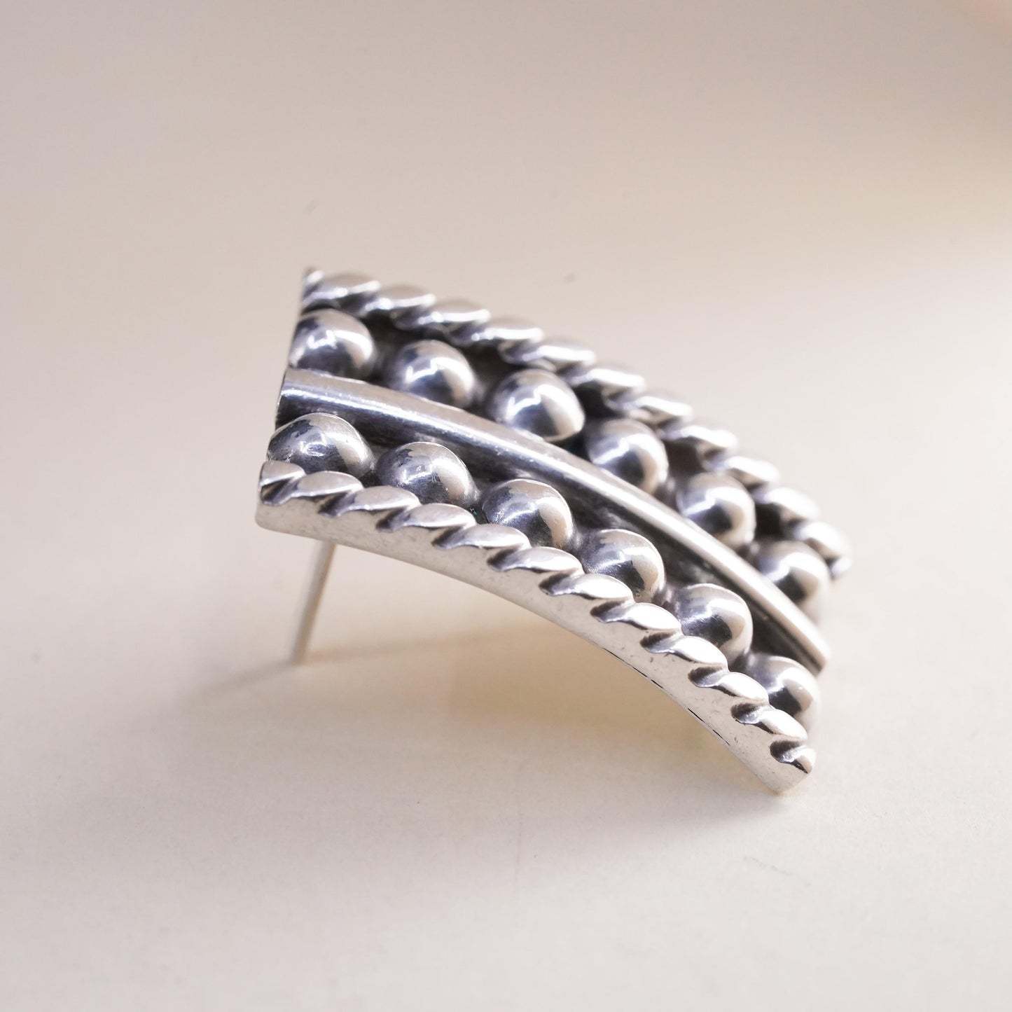 Vintage handmade single earring. Sterling 925 silver beads stud