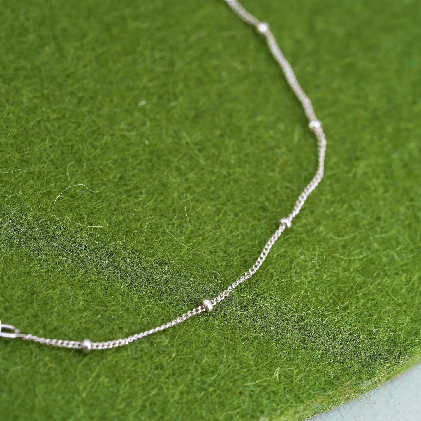 7.75”, 1mm, Vintage sterling silver bracelet, 925 twisted curb chain with beads
