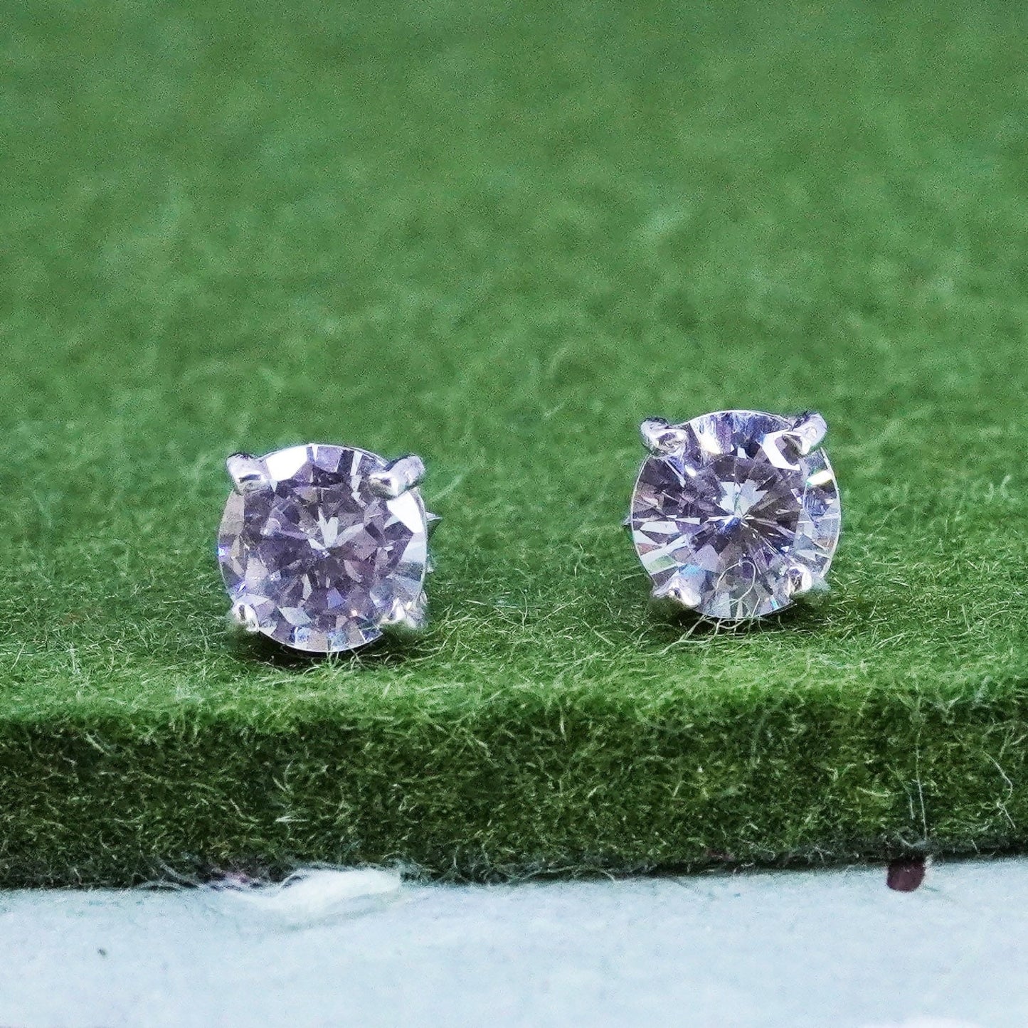 6mm, Vintage sterling silver genuine cz studs, fashion minimalist earrings