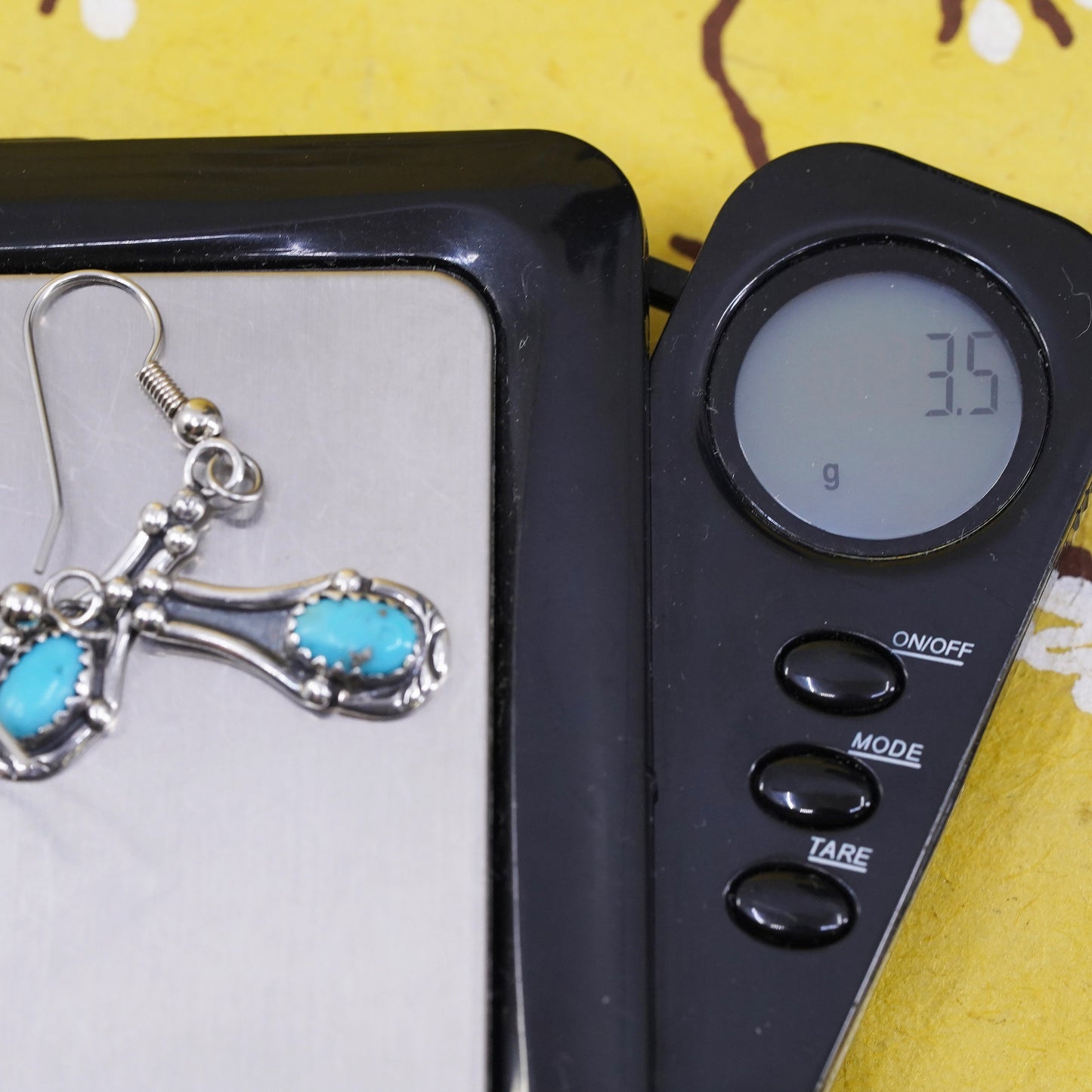Native American Navajo Lorenzo Sterling 925 silver earrings turquoise