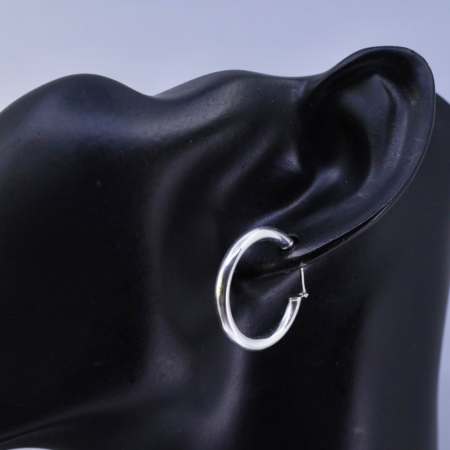 1”, vintage Italy Sterling silver handmade earrings, 925 bold hoops