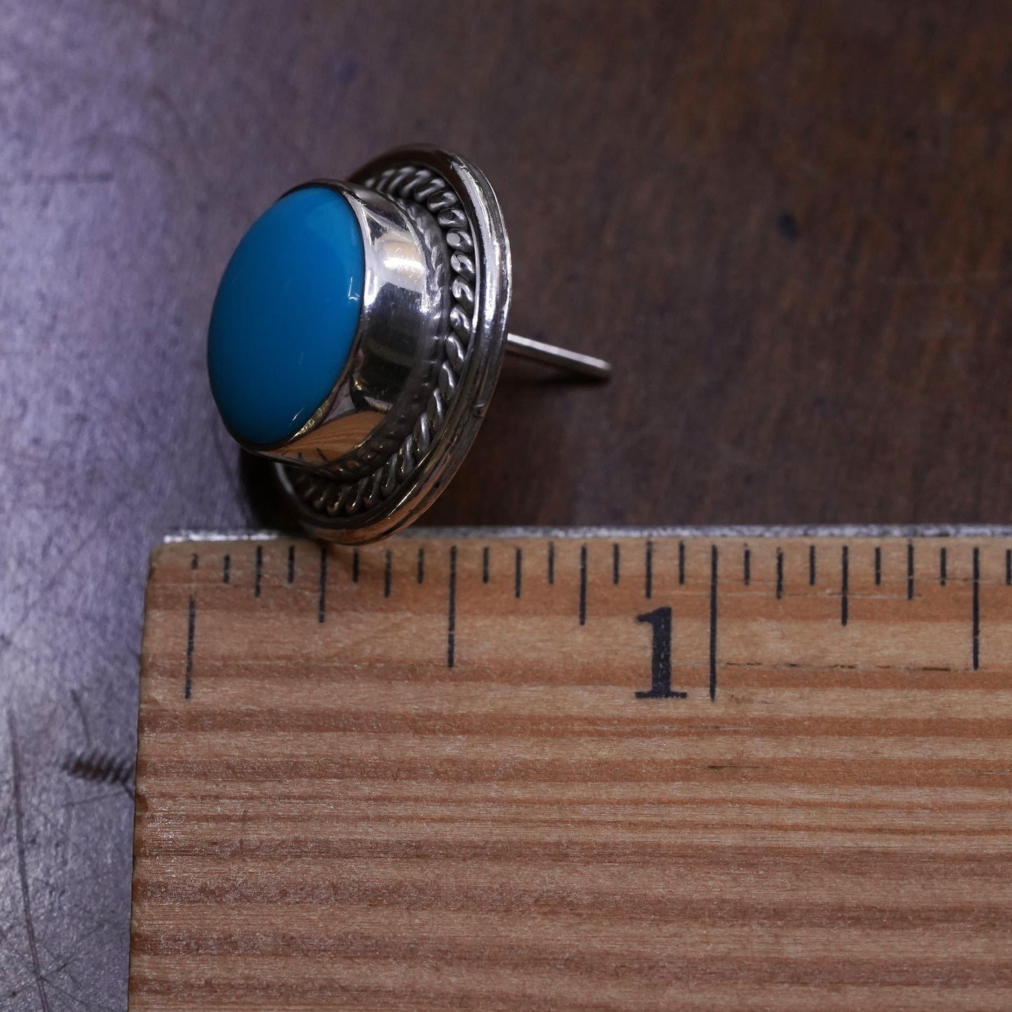 southwestern Mexican Sterling 925 silver stud with turquoise, single earring