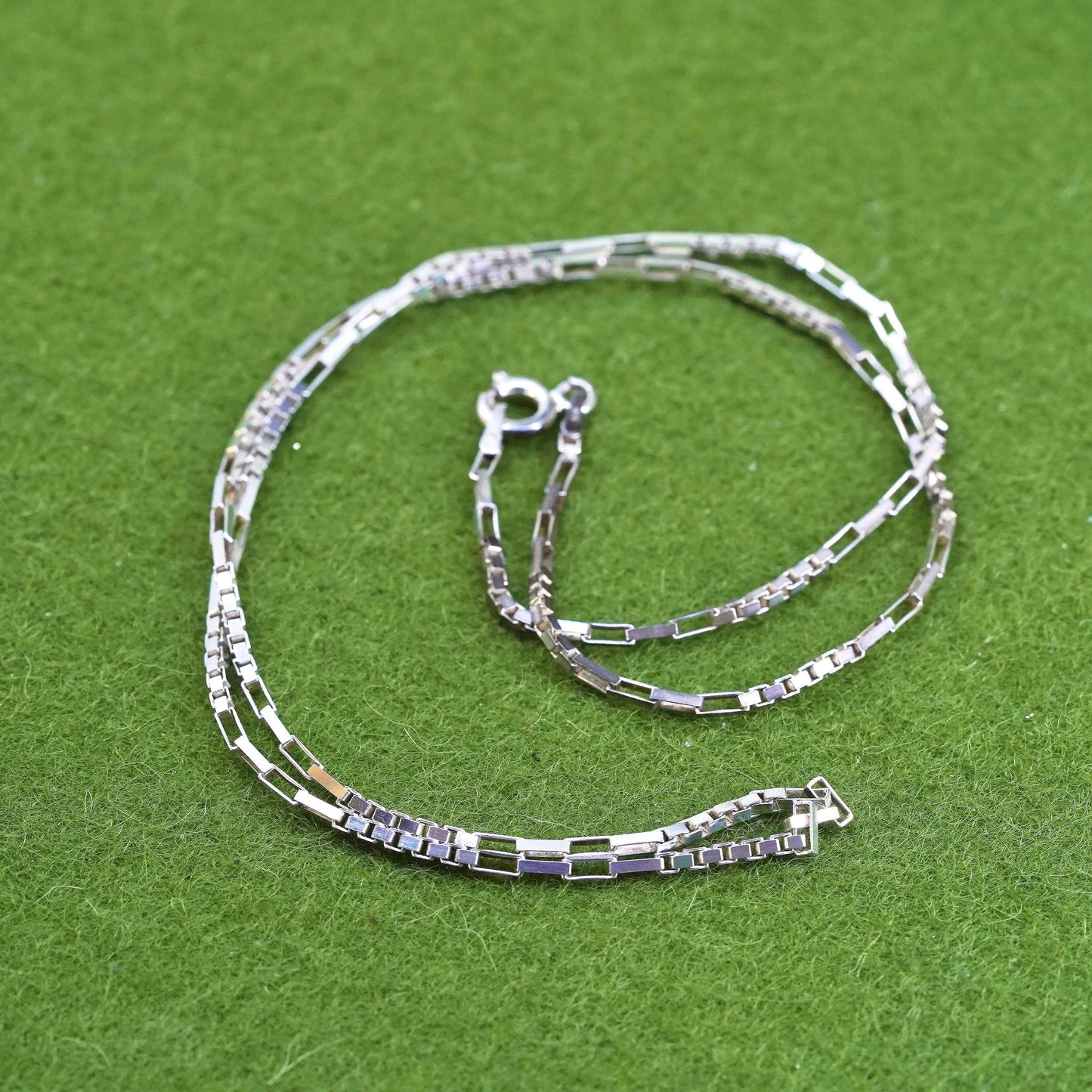 18", 1.6mm, vintage sterling silver box chain, 925 necklace