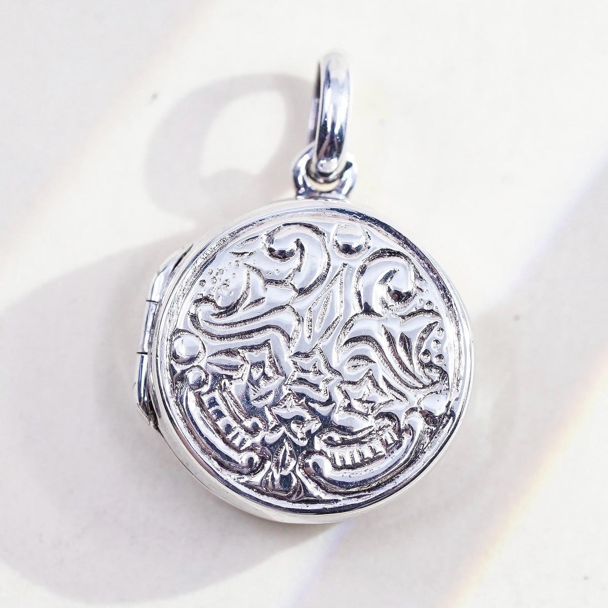 vintage Sterling silver handmade prayer box pendant, 925 photo locket charm