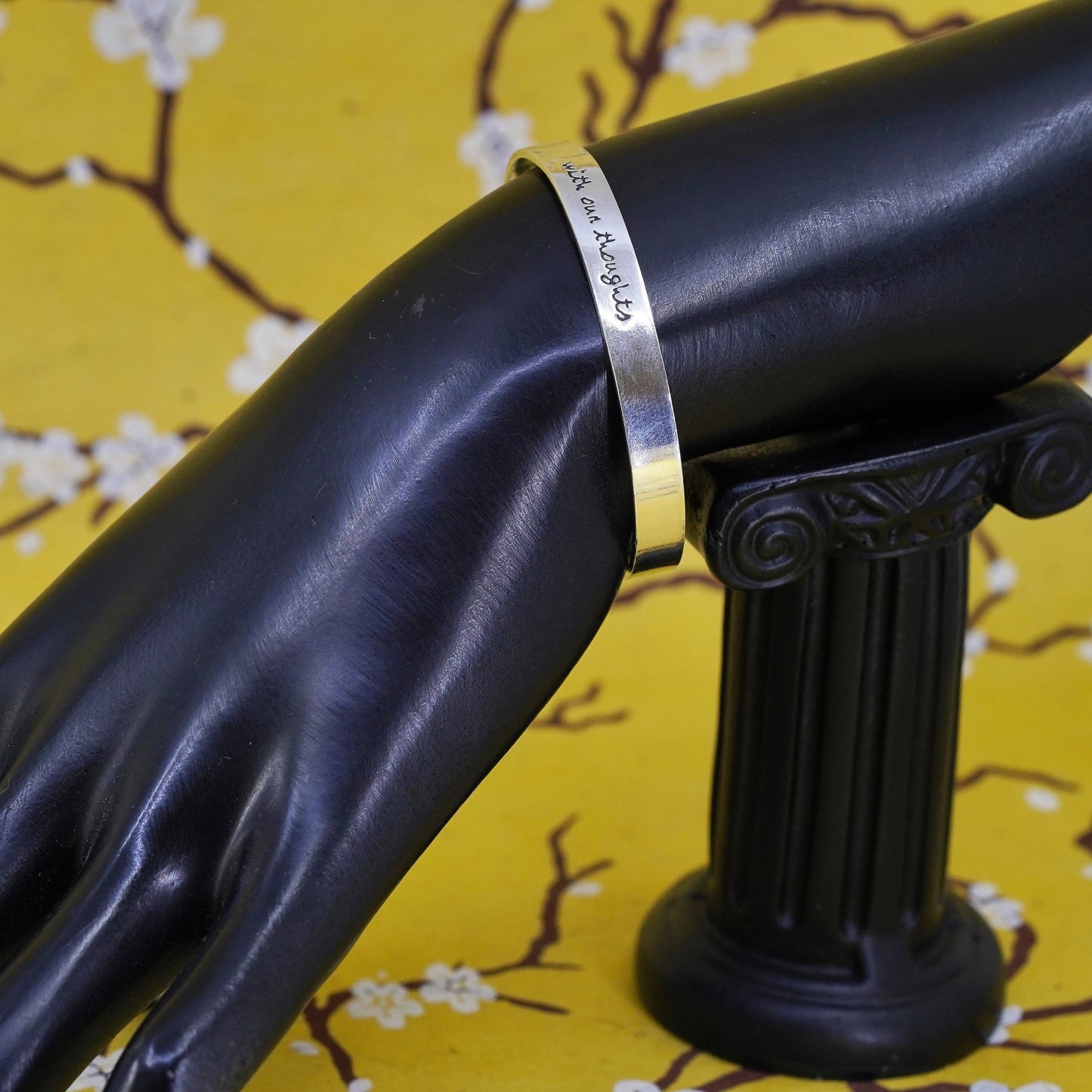 6.5", Far fetched Sterling silver bracelet, 925 cuff “with our thoughts we make