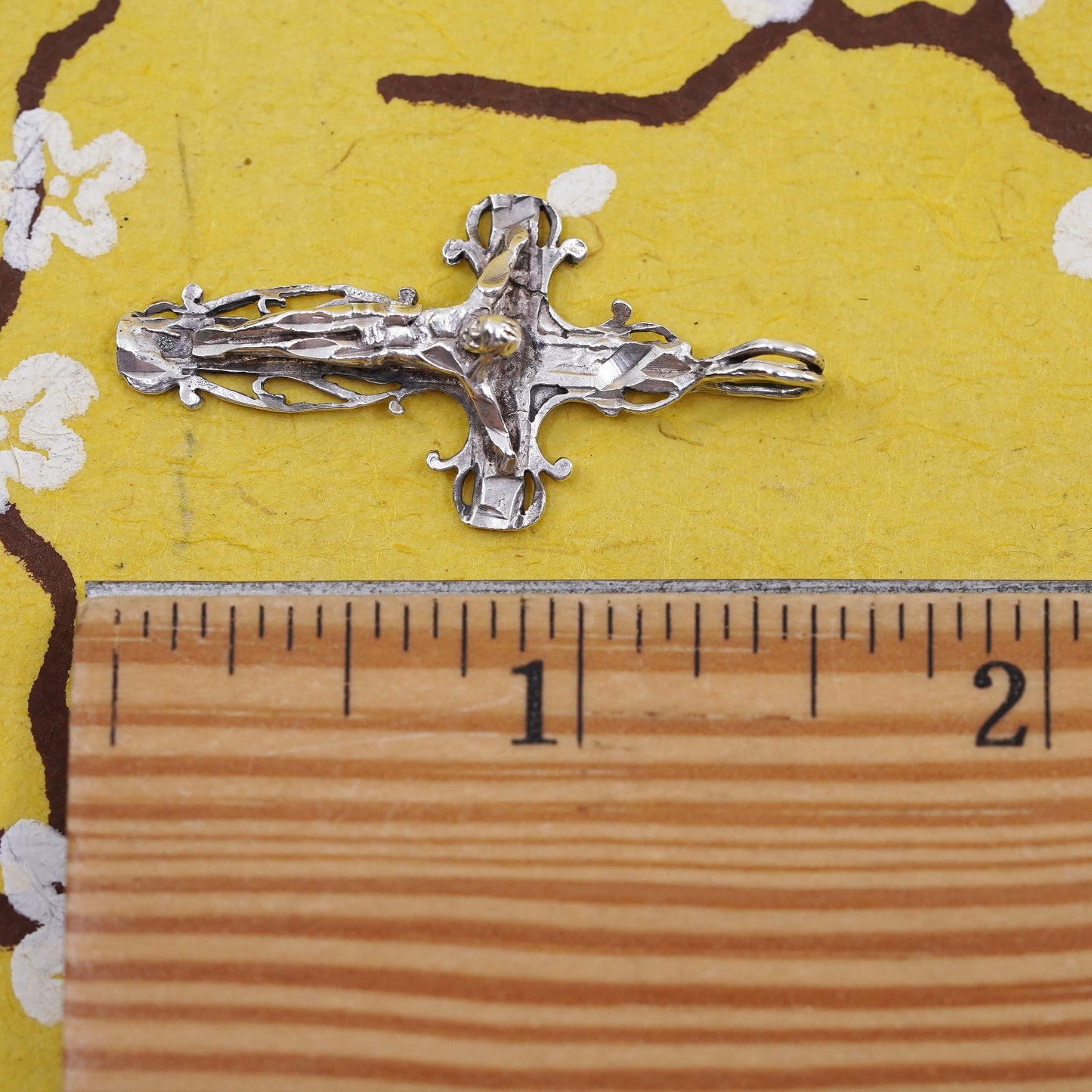 Vintage Sterling silver handmade pendant, 925 cross with Jesus