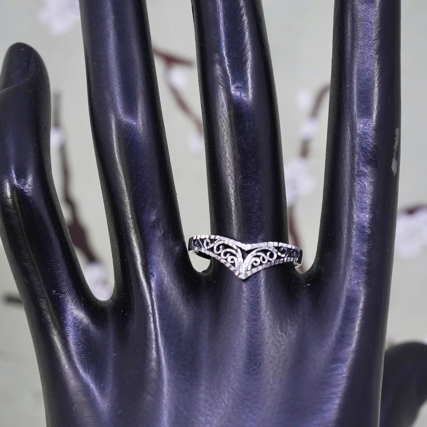 Size 9.5, vintage sterling silver handmade ring, 925 band with filigree details