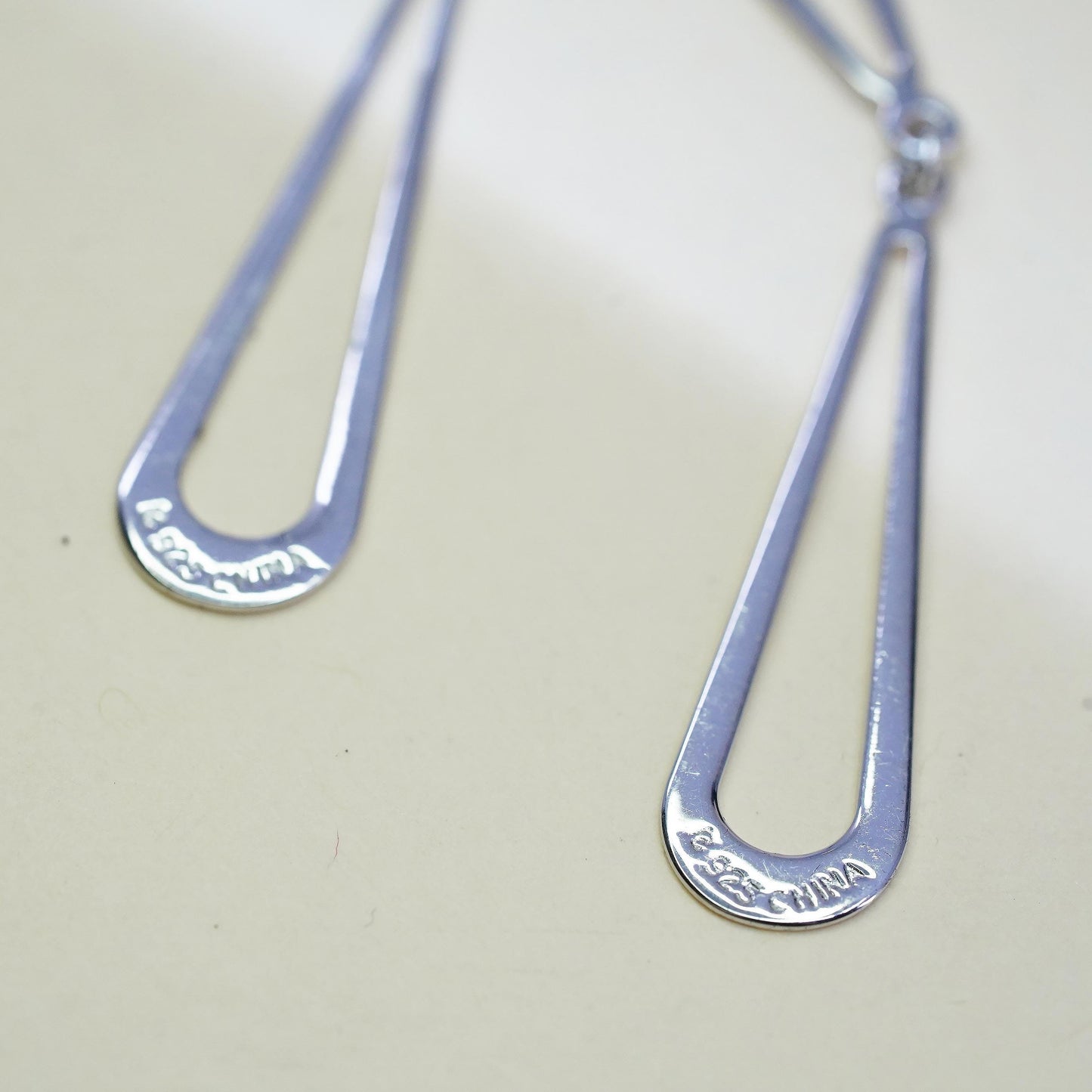 Vintage sterling silver handmade earrings, 925 silver teardrop dangles