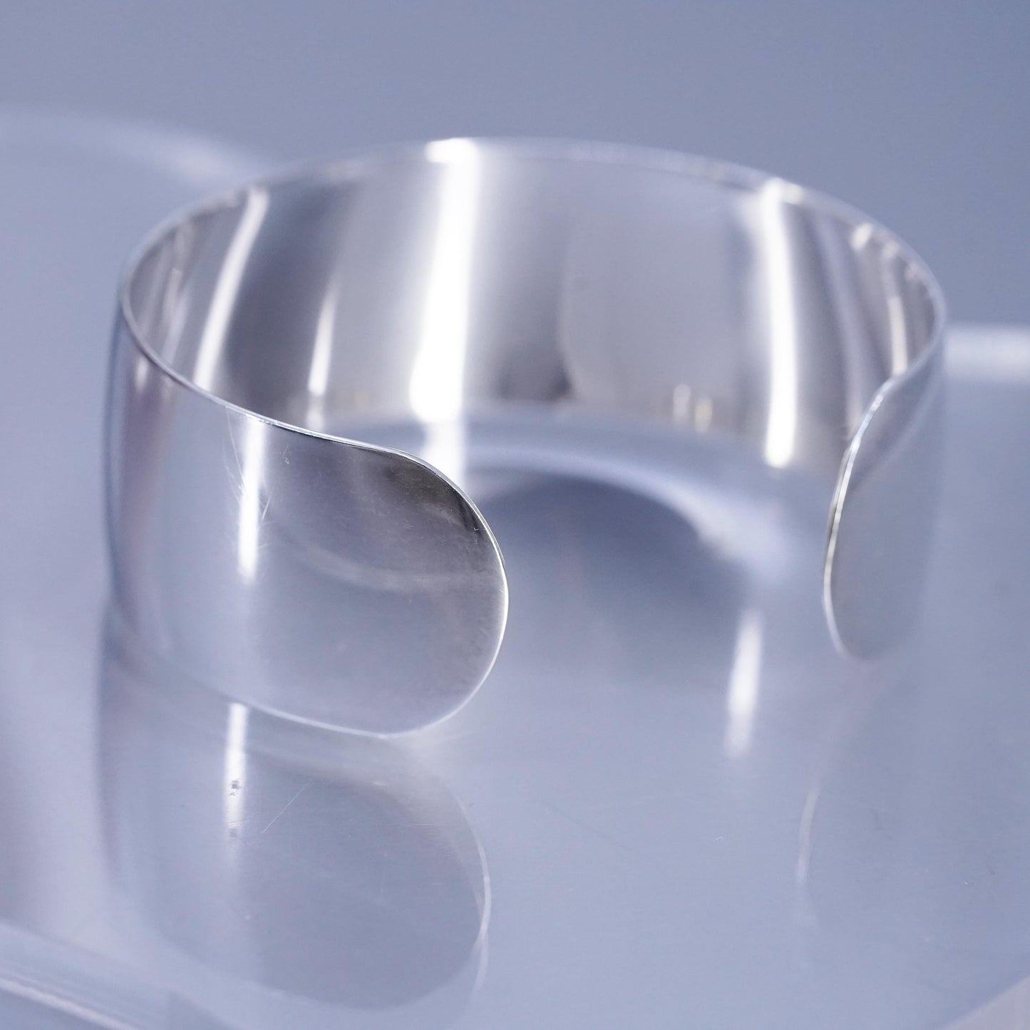 6.5”, Vintage UK Sterling 925 silver handmade bracelet, wide cuff