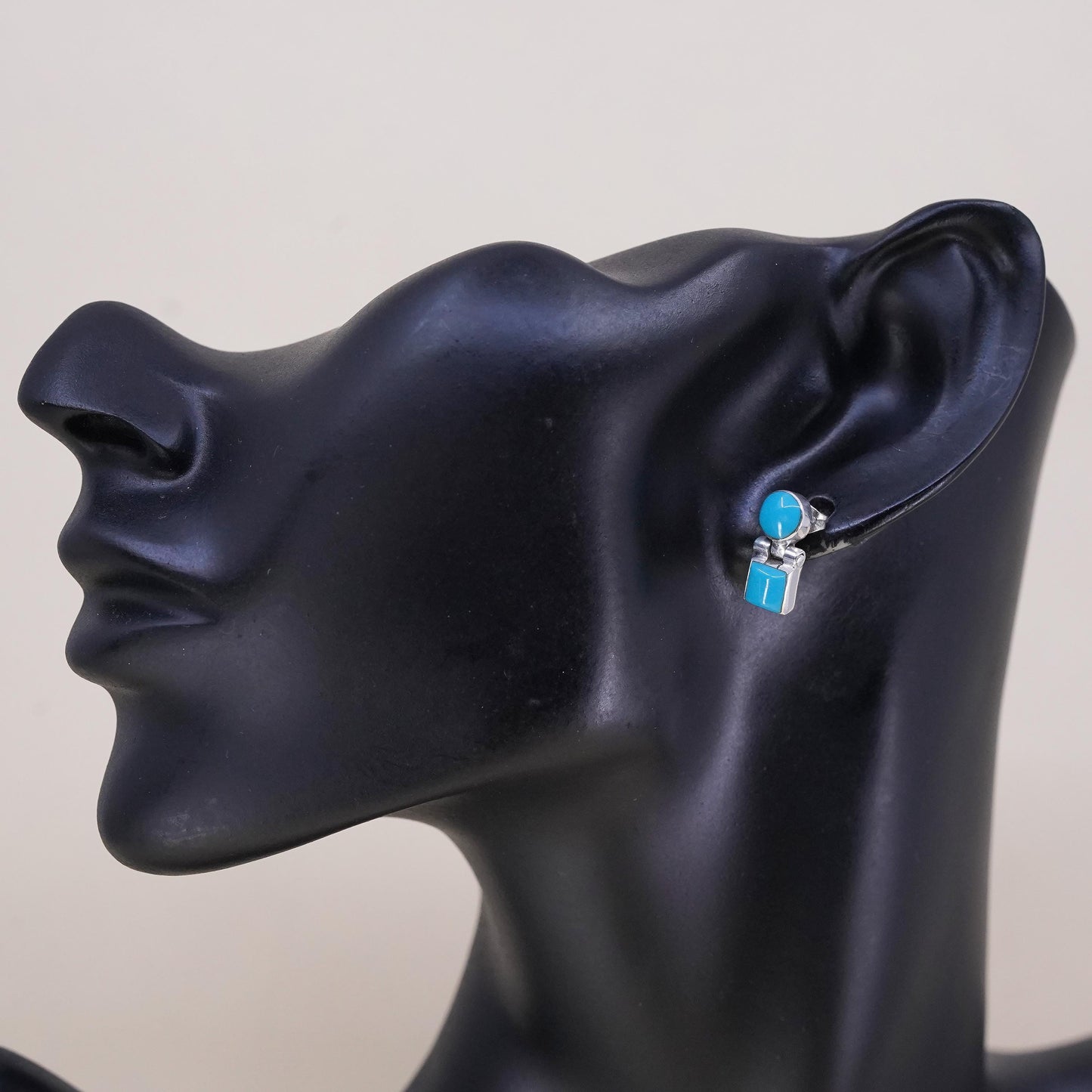 Native American Southwestern sterling silver 950 single earring with turquoise