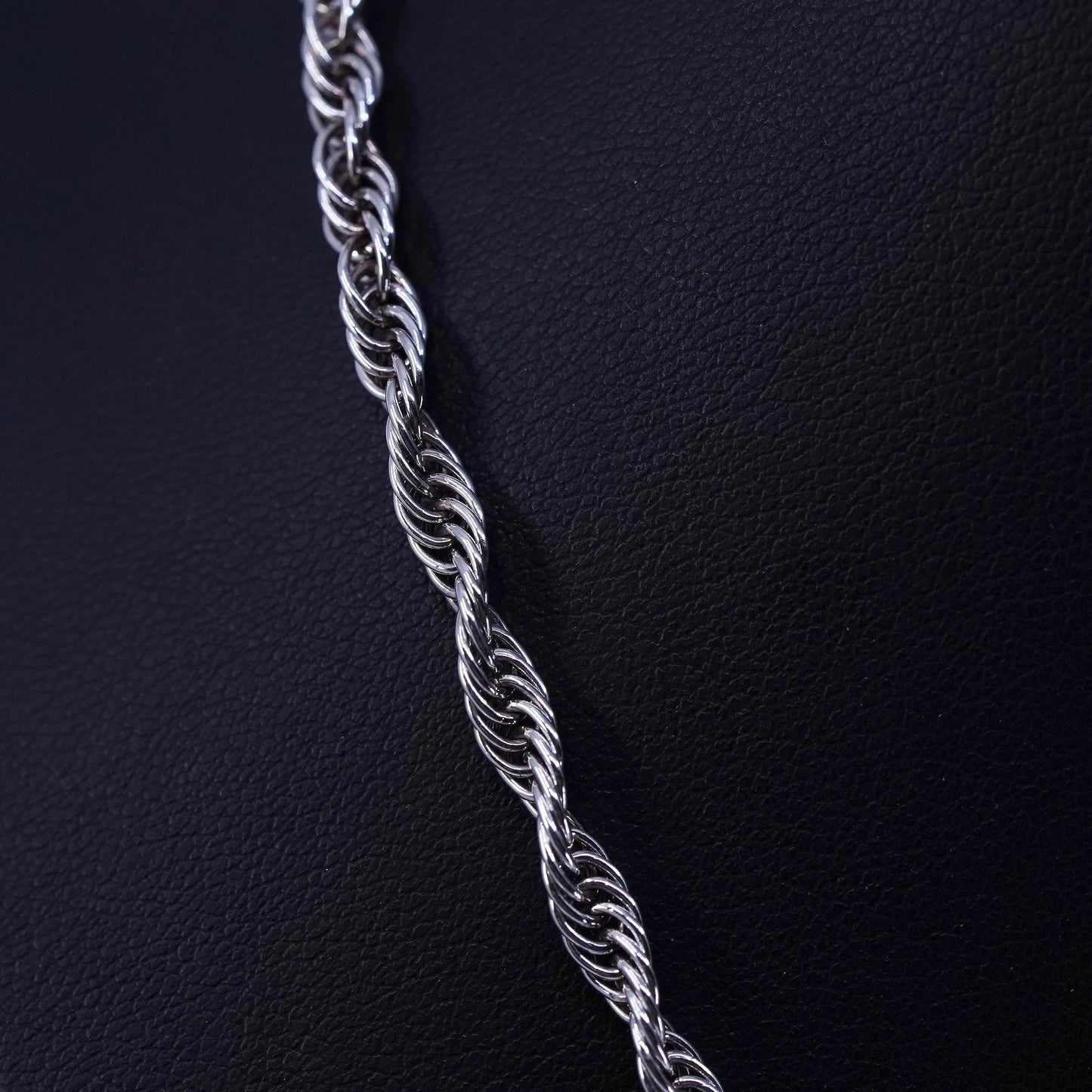 16” 4mm, vintage Italy Sterling 925 silver bold rope chain necklace