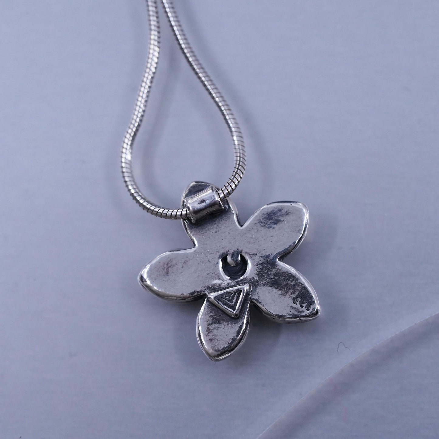 16”, Silpada Oxidized Sterling 925 Silver Daisy Flower Pendant Necklace N1276
