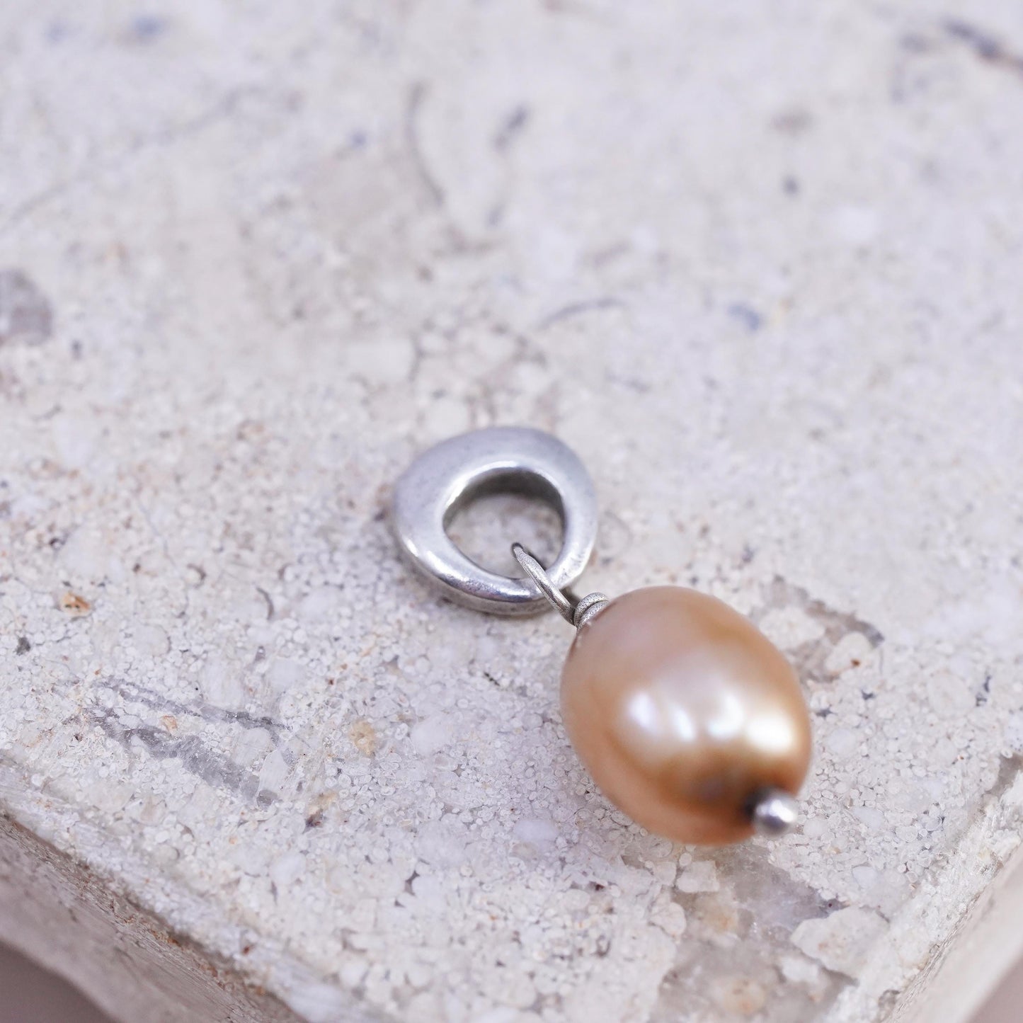 VTG Silpada sterling silver handmade pendant, 925 orange freshwater pearl charm