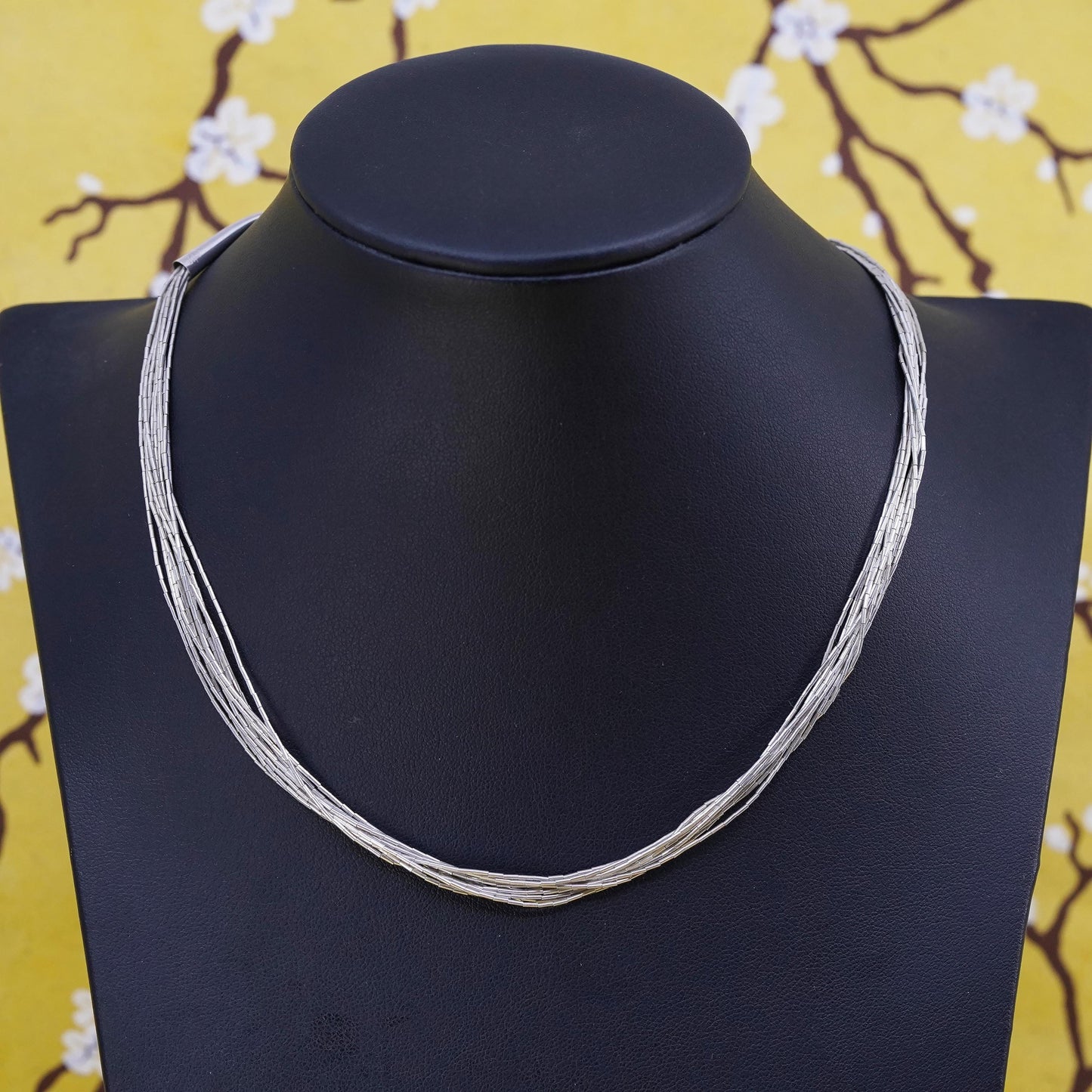 16”, Native American Sterling 925 liquid silver multi 10 strands chain necklace