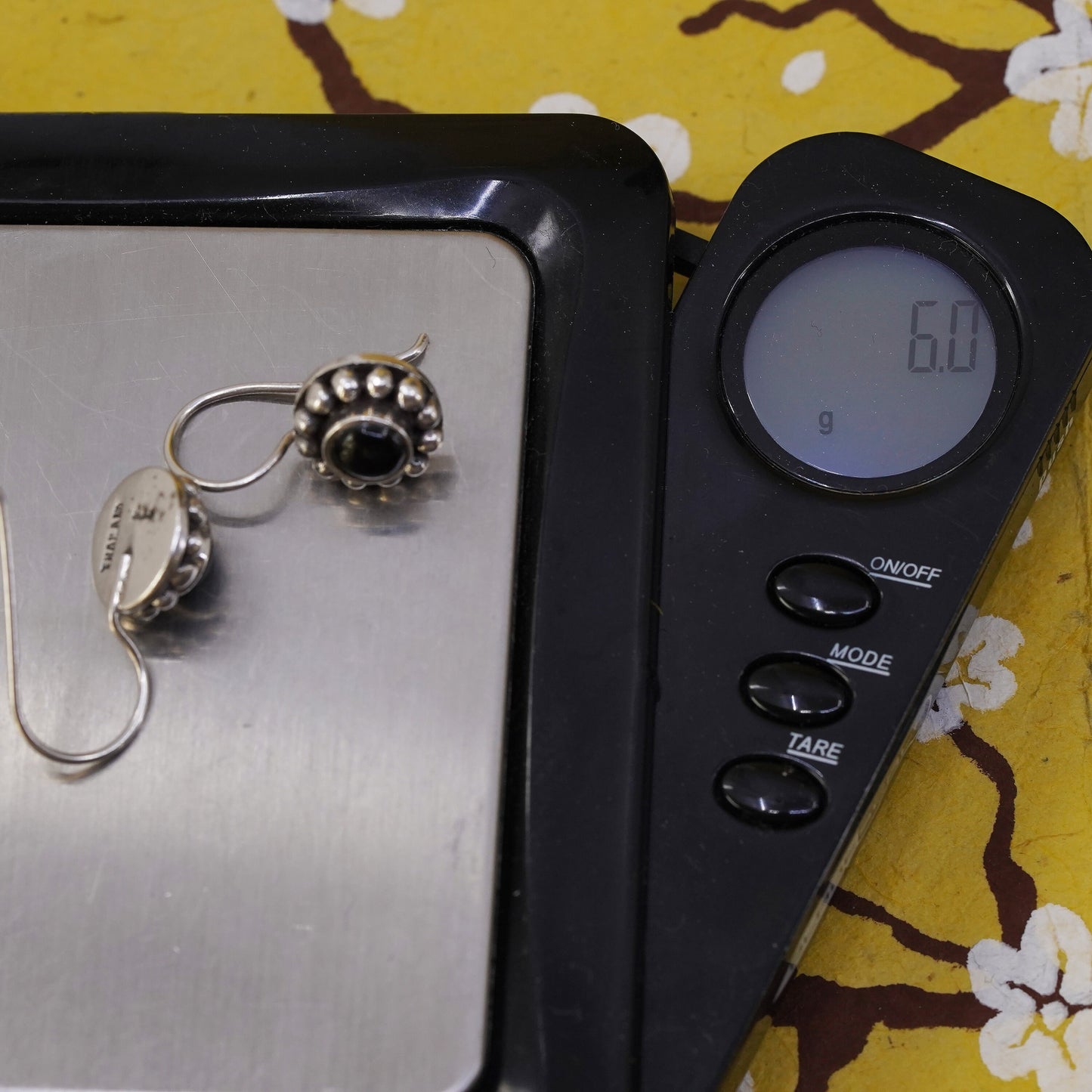 Vintage Sterling 925 silver handmade earrings with onyx and beads