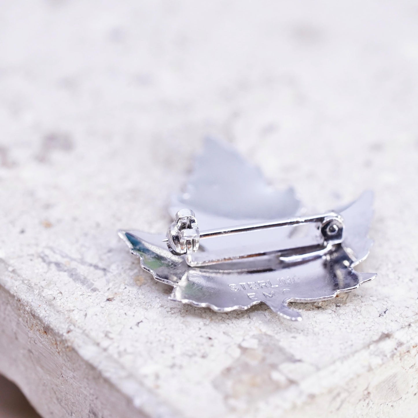 Vintage sterling silver brooch, 925 maple leaf pin, stamped bondboyd sterling