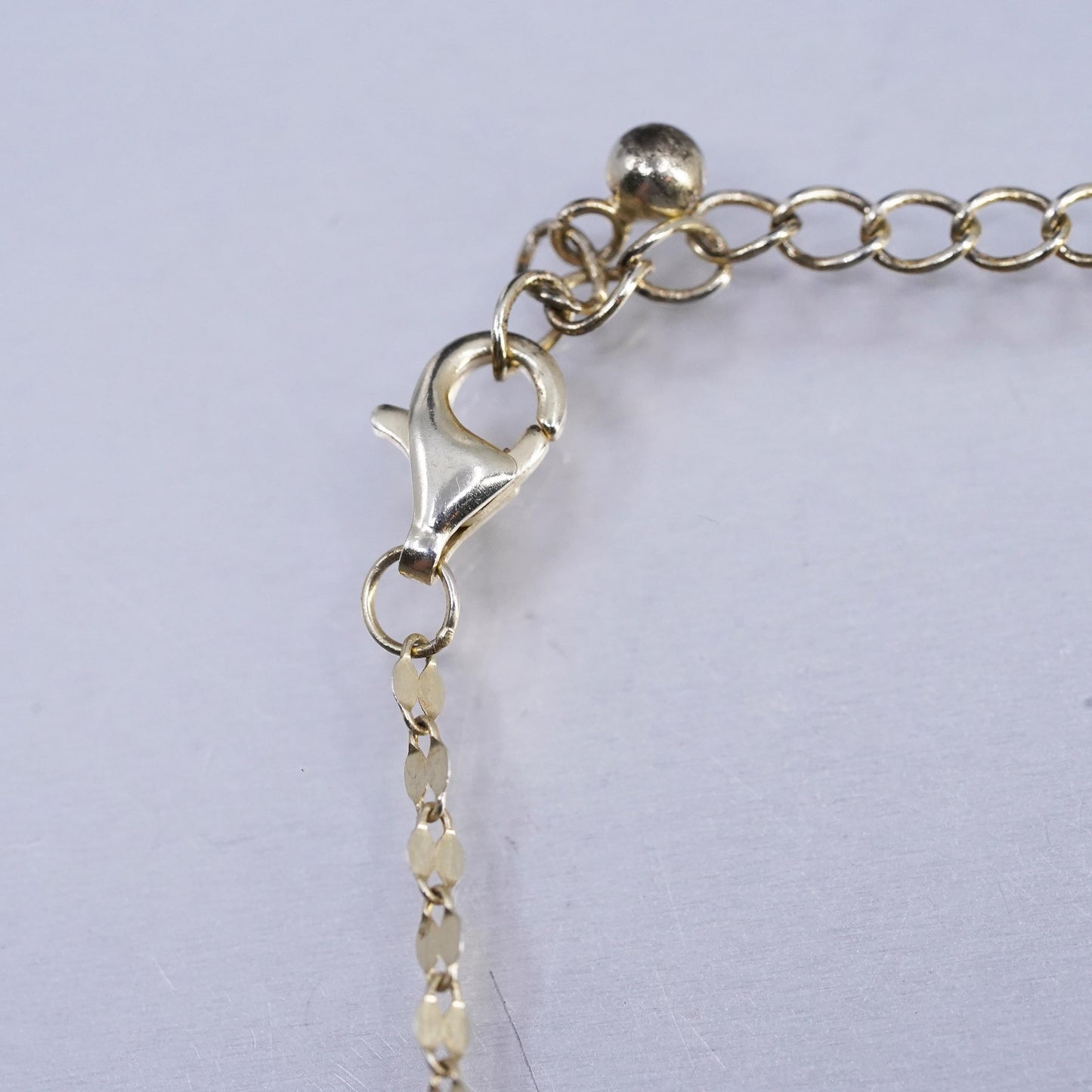 16+2", gold plated Sterling silver necklace, 925 flatten chain letter K pendant