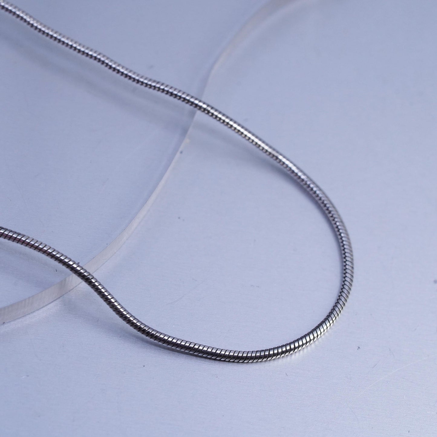 20” 1mm, vintage Italy Sterling 925 silver snake chain necklace