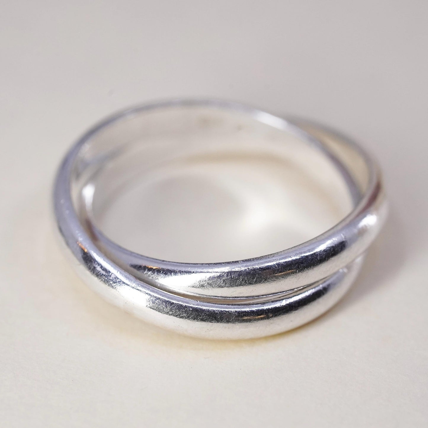 Size 6.5, Vintage sterling silver handmade entwined ring, 925 statement band