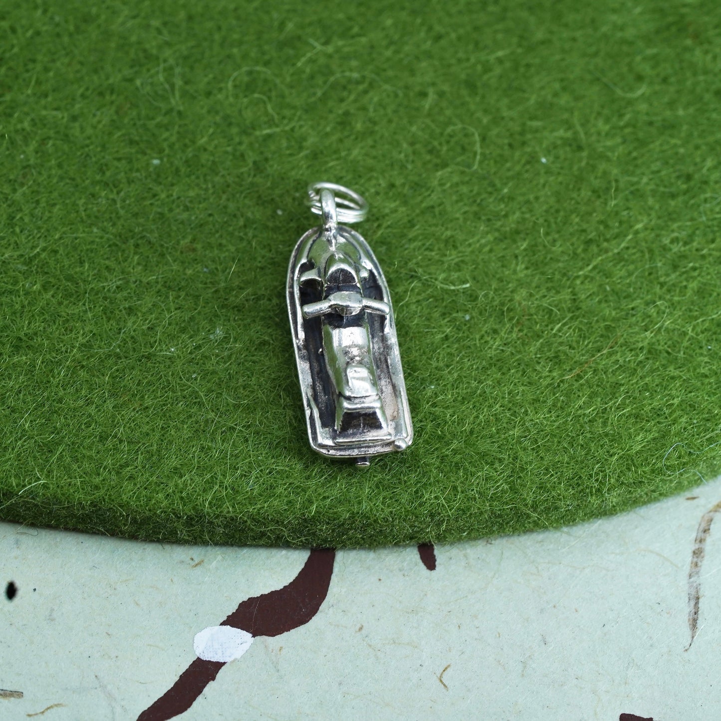 vintage Sterling silver handmade pendant, 925 jet ski charm