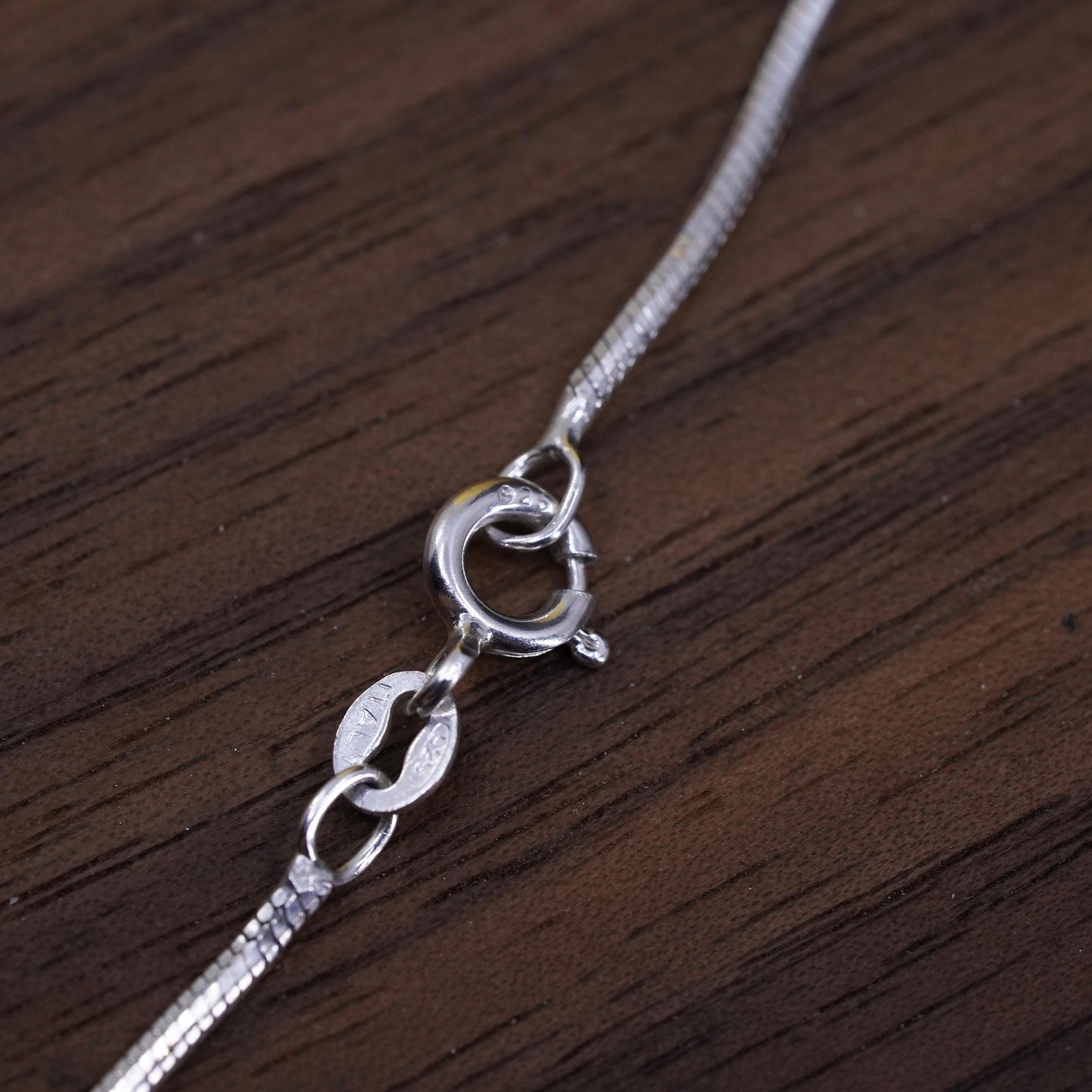 18" 1.6mm, vintage Sterling silver necklace, Italy 925 square snake chain