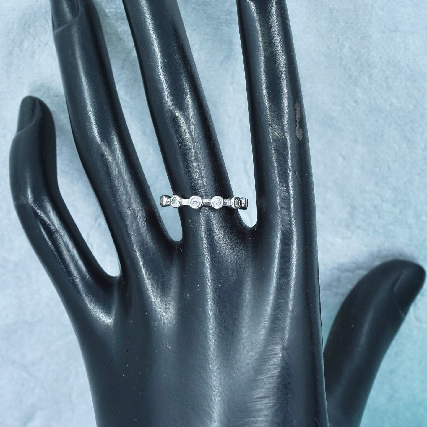 Size 5, vintage southwestern Sterling 925 silver wedding ring, Cz band