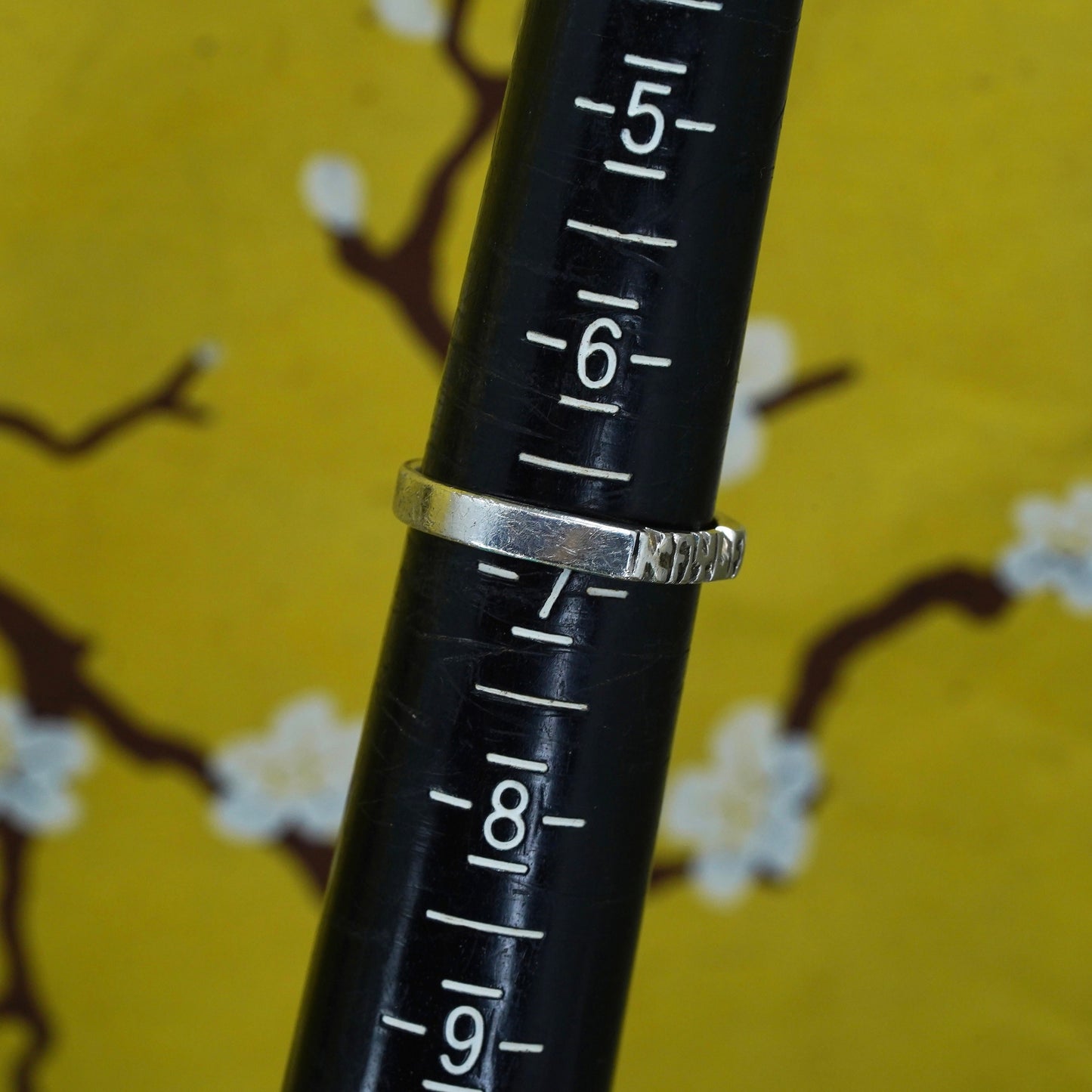 Size 7, vintage Sterling silver handmade ring, 925 name “Kayla” band, stackable