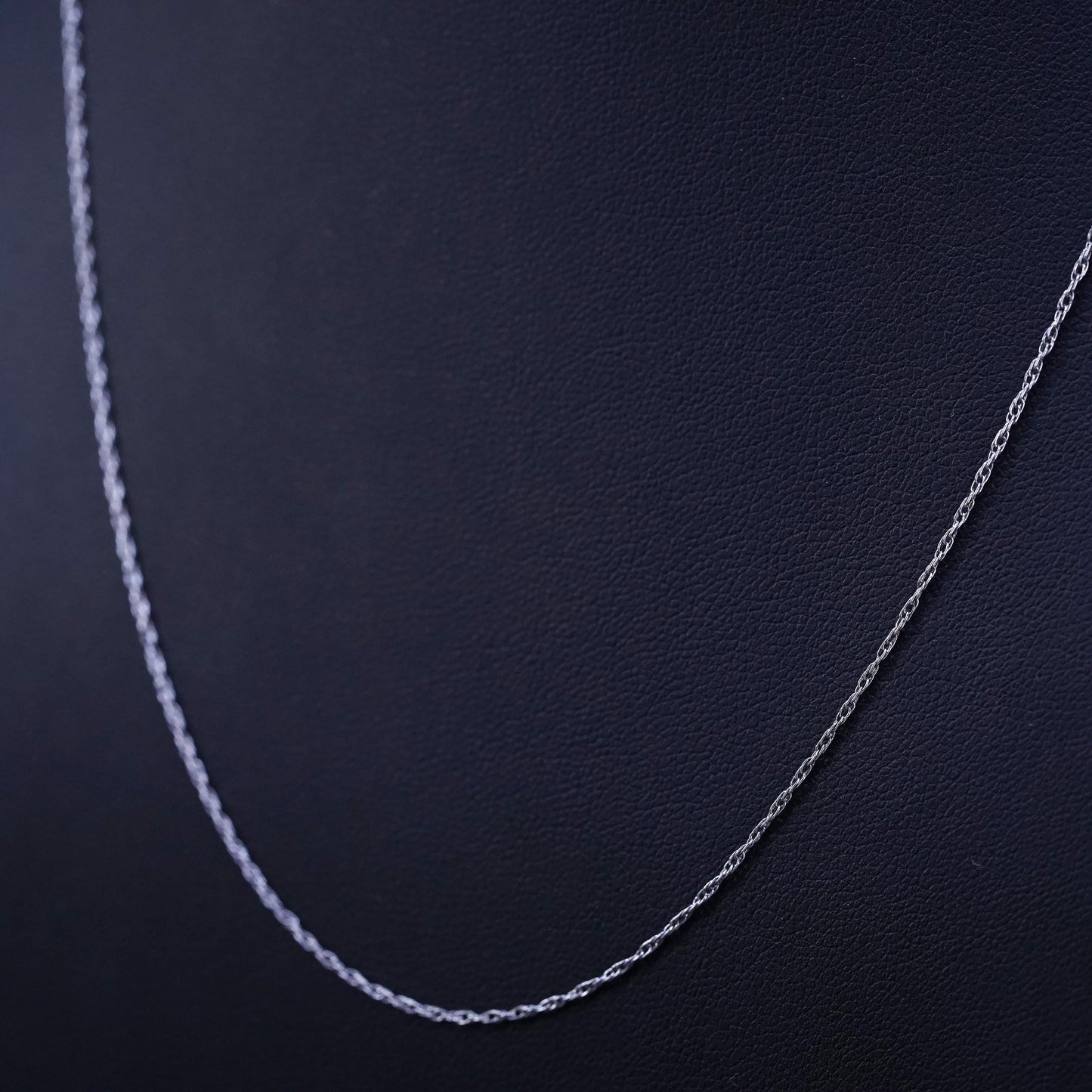 19", 1mm, vintage Sterling silver necklace, 925 Singapore rope chain