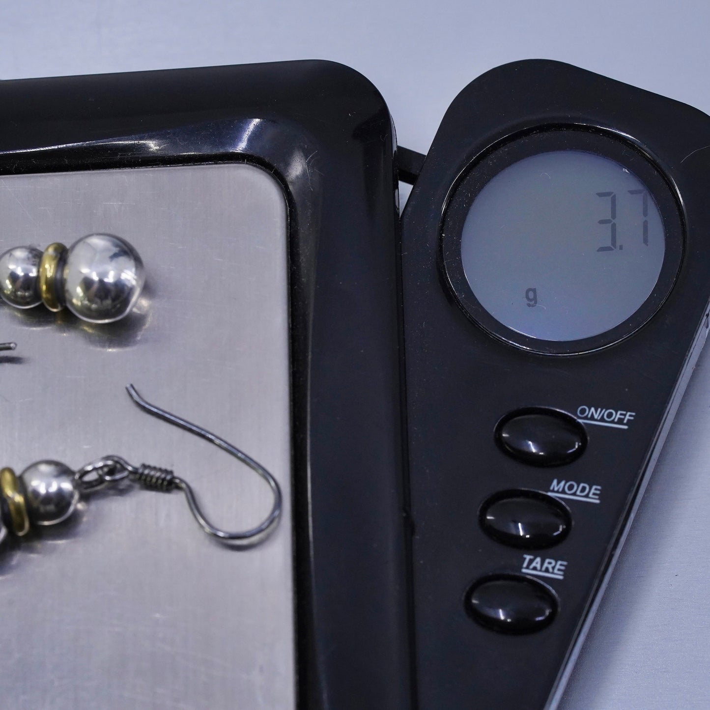 Vintage two tone Sterling 925 silver teardrop earrings with beads
